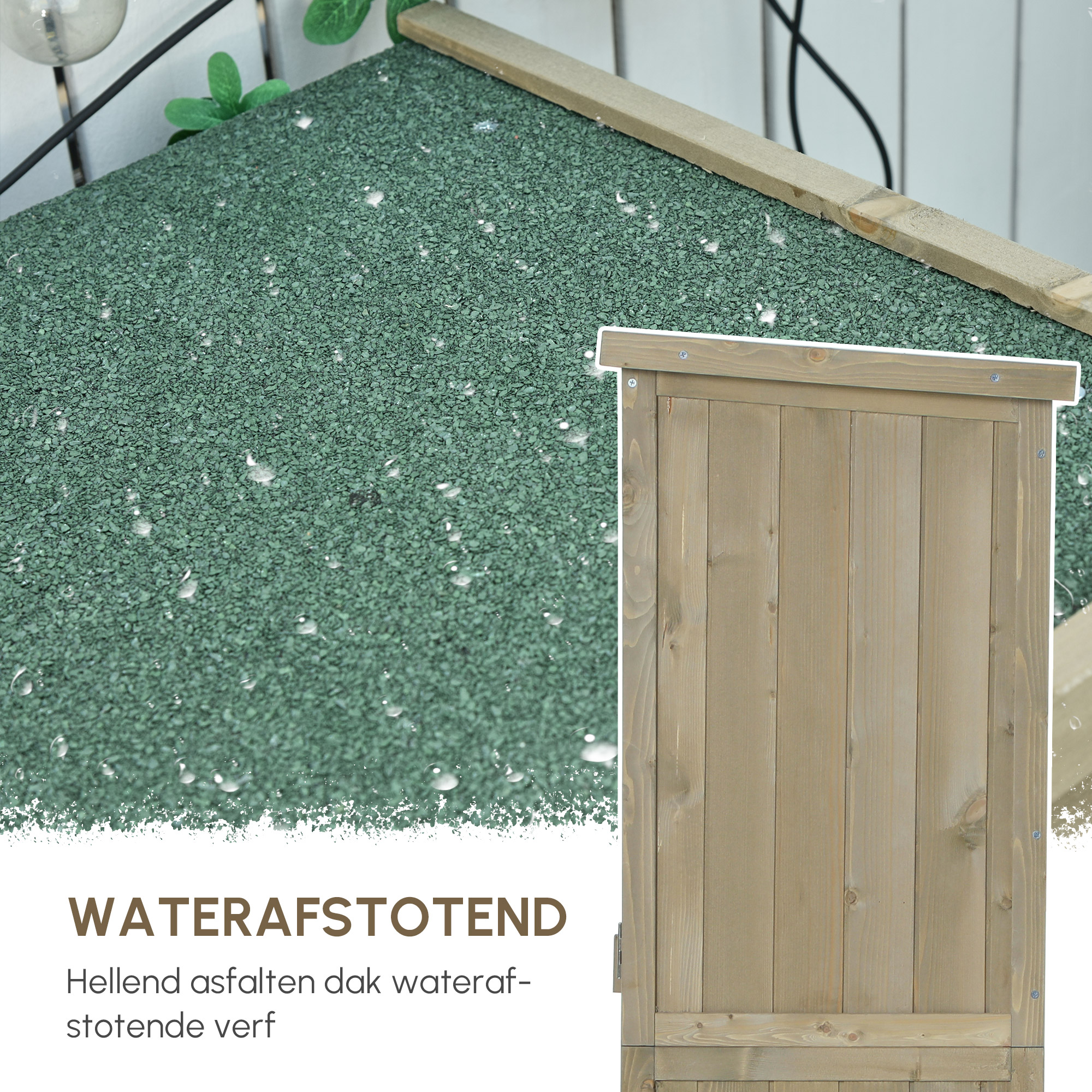 Outsunny Gereedschapsschuur 4 vakken Gereedschapsschuur Gereedschapskast schuur naturel / grijs