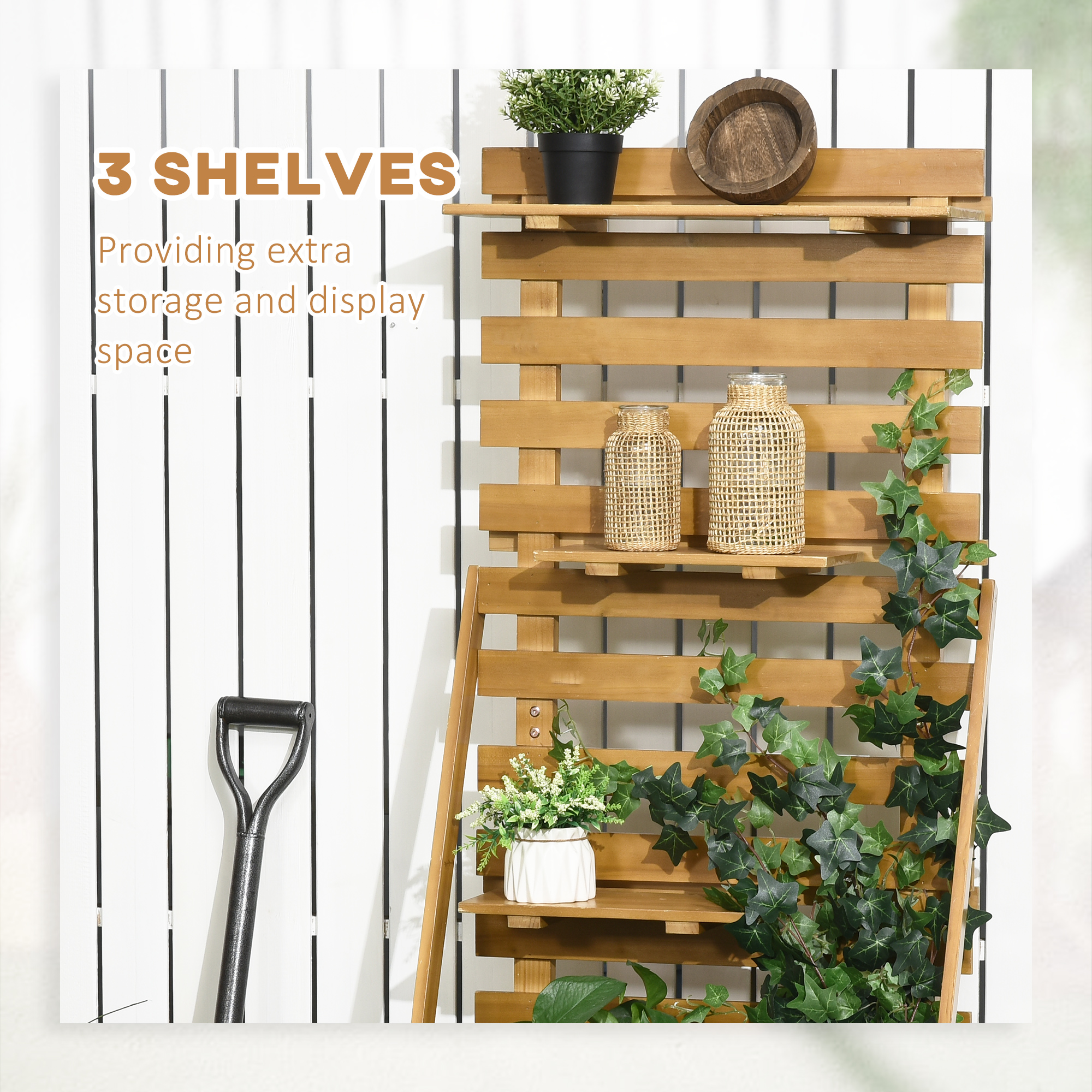 Outsunny Verhoogd Bed 63x39x160 cm Houten voor Terras en Tuin, Bruin