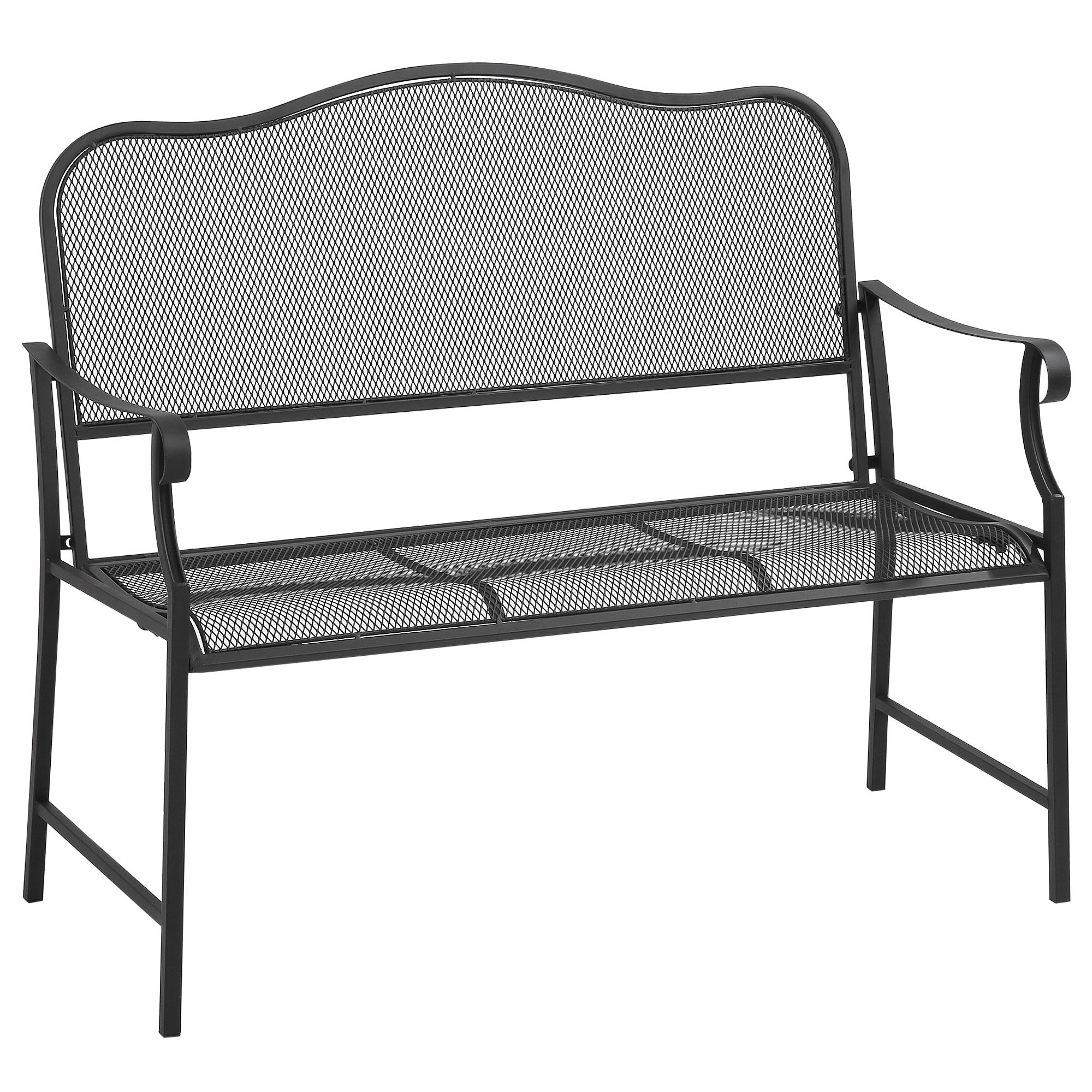 Outsunny Nostalgische Metalen Tuinbank, 2-zits, Weerbestendig, Zwart, 113 cm x 58 cm x 98 cm
