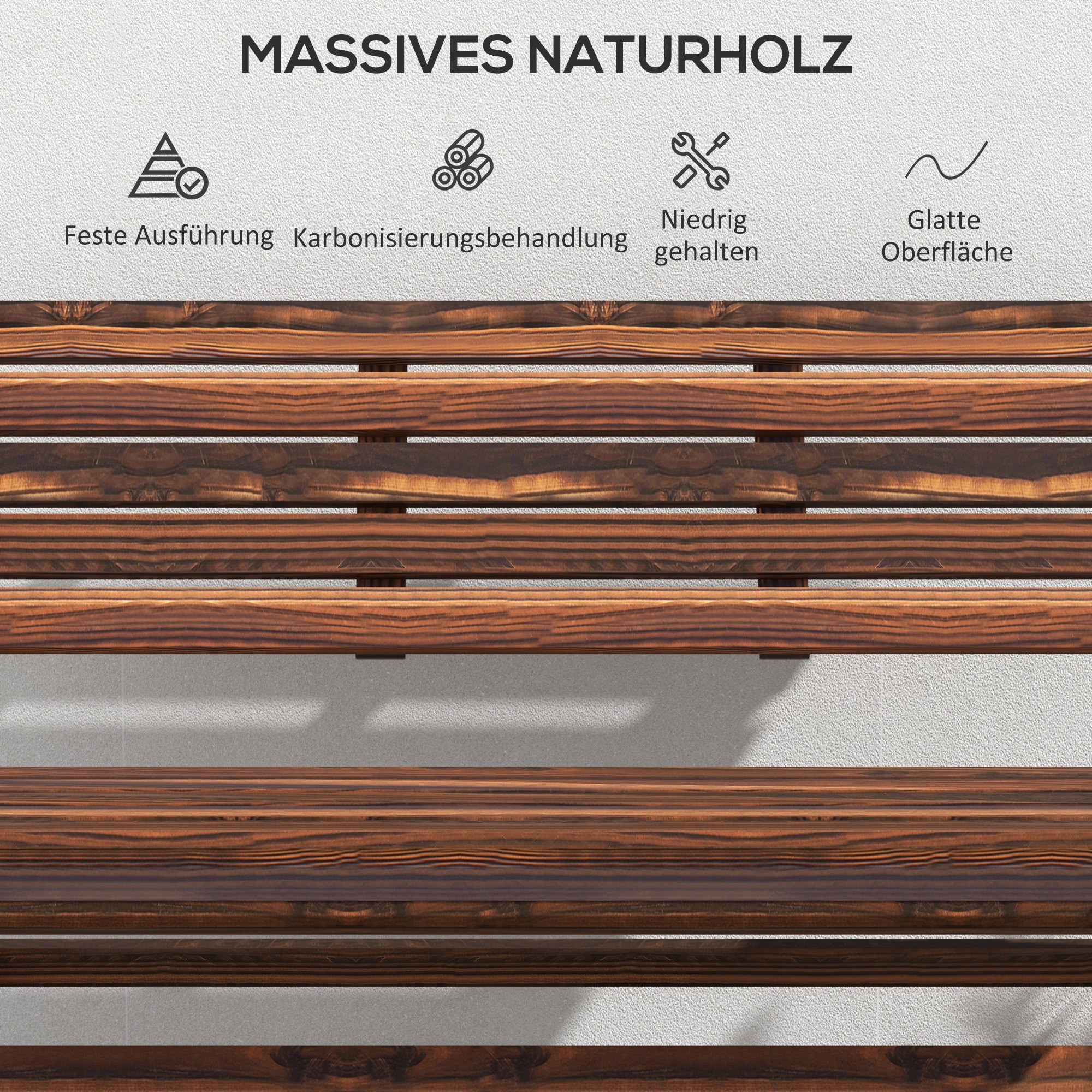 Outsunny Tuinbank voor 2 personen, rustiek ontwerp, inklapbaar, natuurlijk hout, 122 x 63 x 83 cm, gebrande afwerking