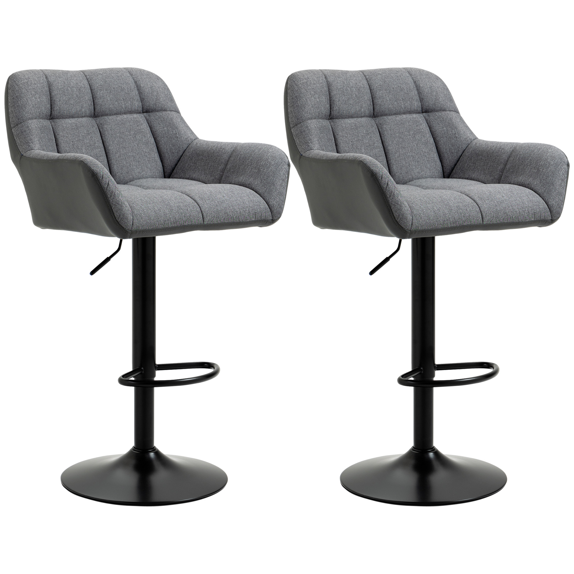 HOMCOM barkrukken, set van 2, tegenkrukken, in hoogte verstelbaar, draaibaar, in retro-design