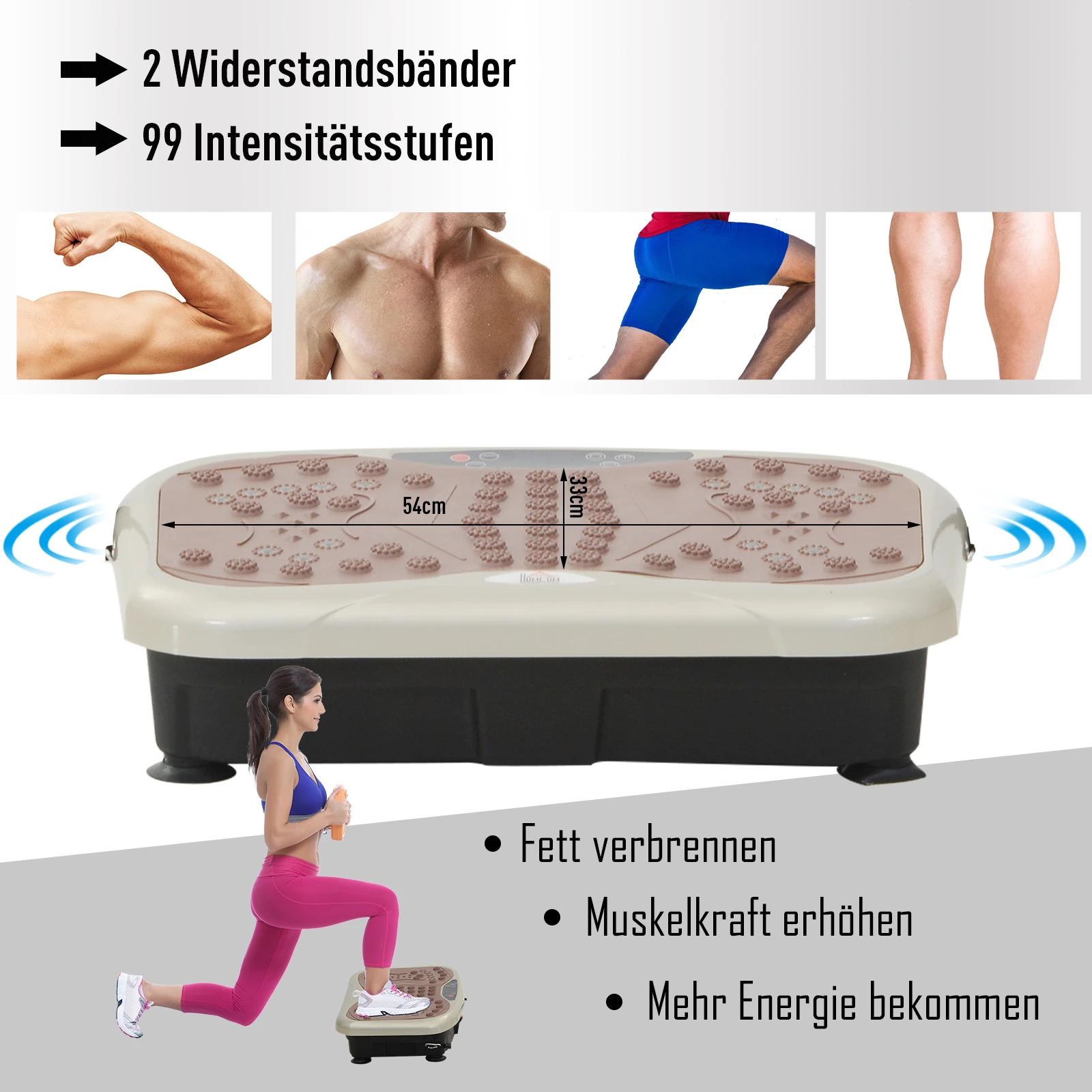 HOMCOM Trilplaat vibratietrainer vibratieapparaat afstandsbediening LED-display
