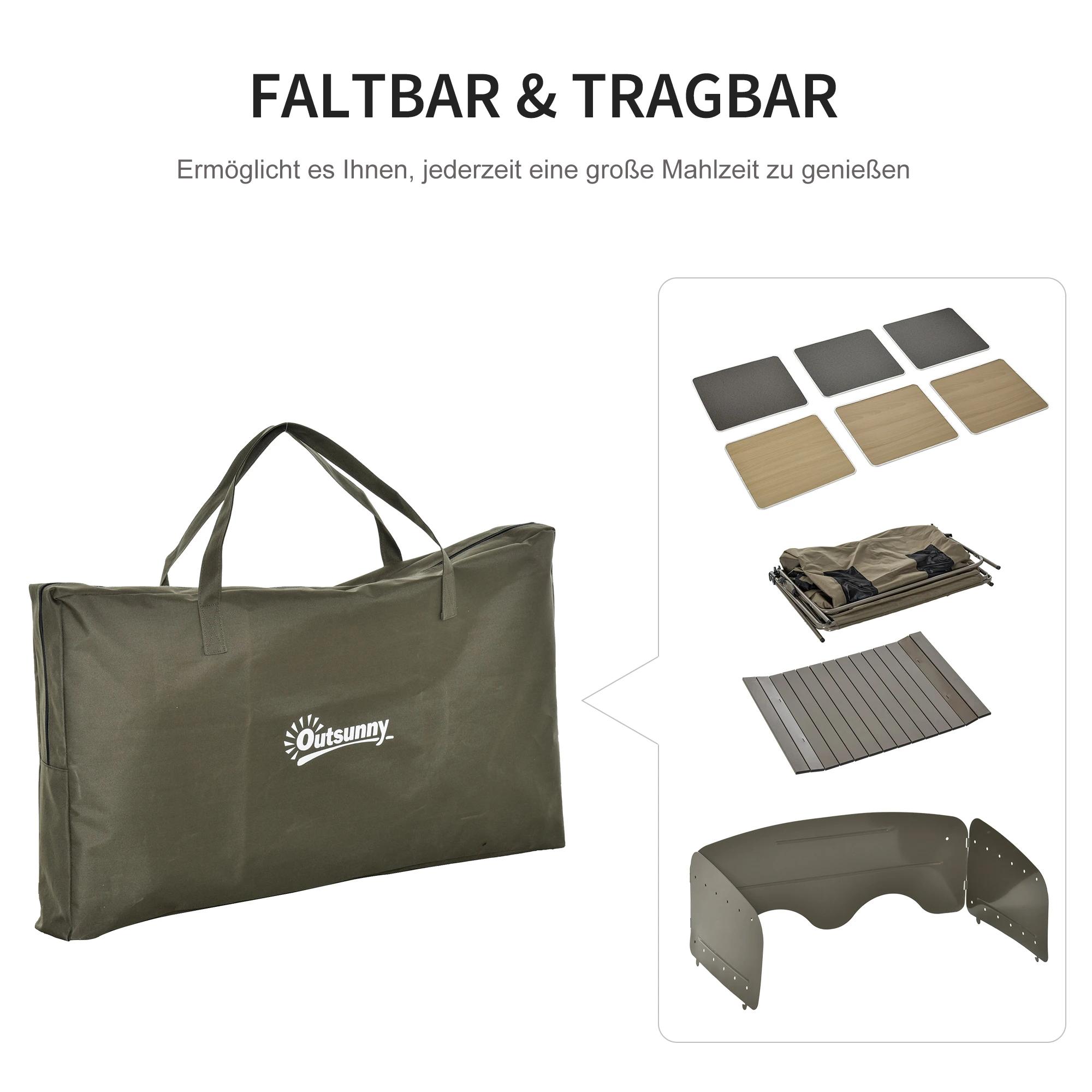 Outsunny camping kast keukendoos draagtas windscherm draagtas staal 600D Oxford stof groen 57 x 94 x 109 cm