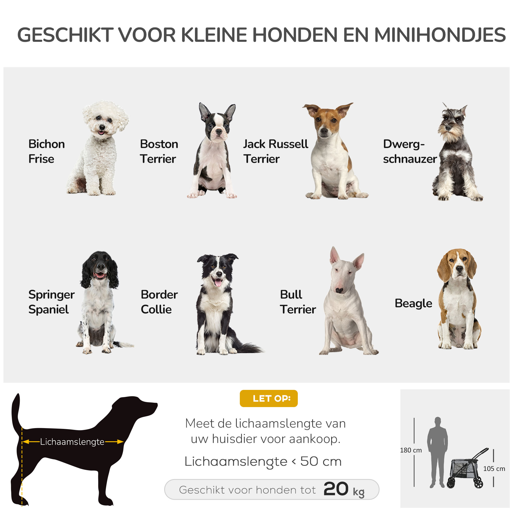 PawHut hondenbuggy, hondenwagen met kussen, opvouwbare hondenbuggy, kattenbuggy