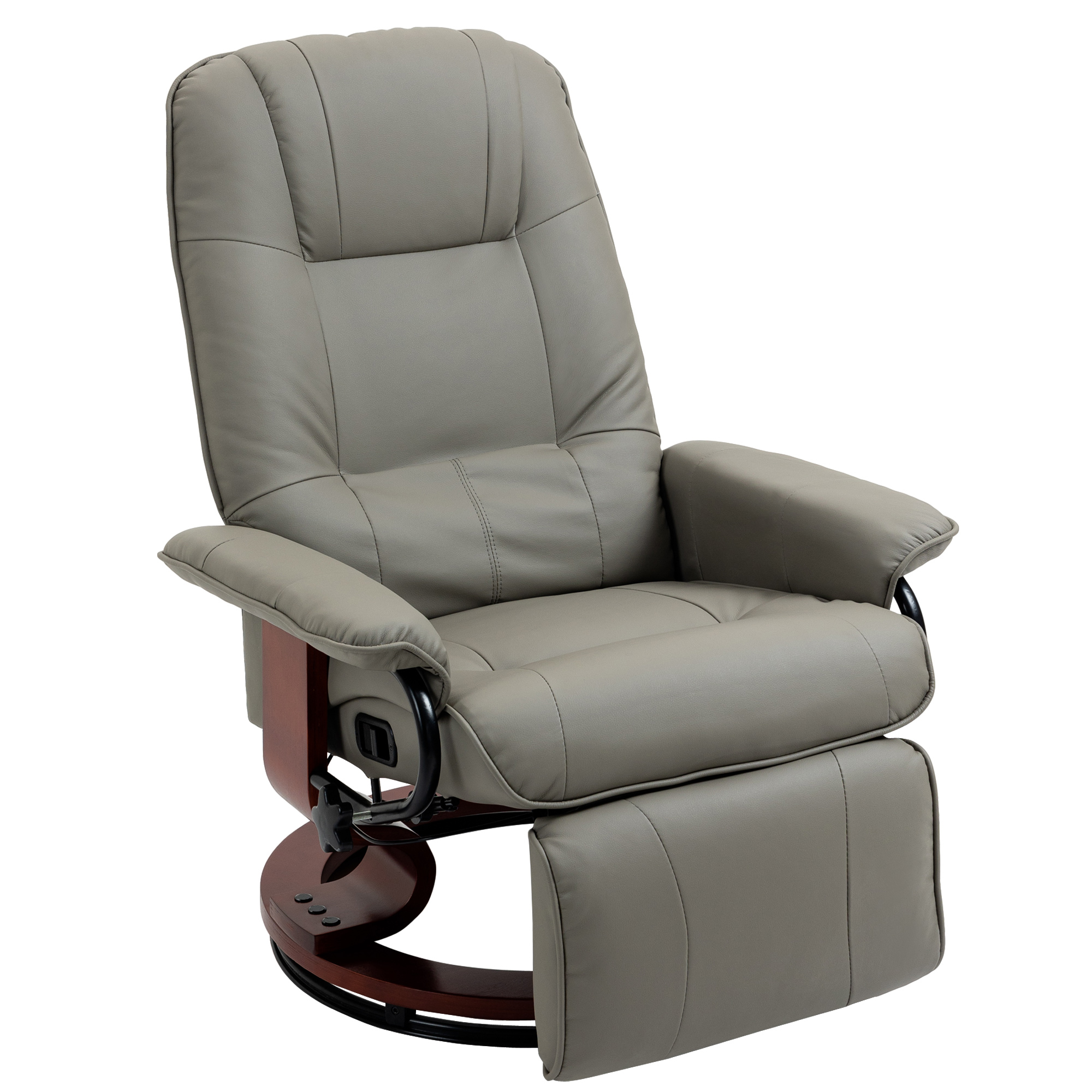 HOMCOM Relaxstoel Televisiestoel Ligstoel Kunstleder 360° Draaistoel 145° Kantelbaar Grijs 78 x 87 x 100 cm
