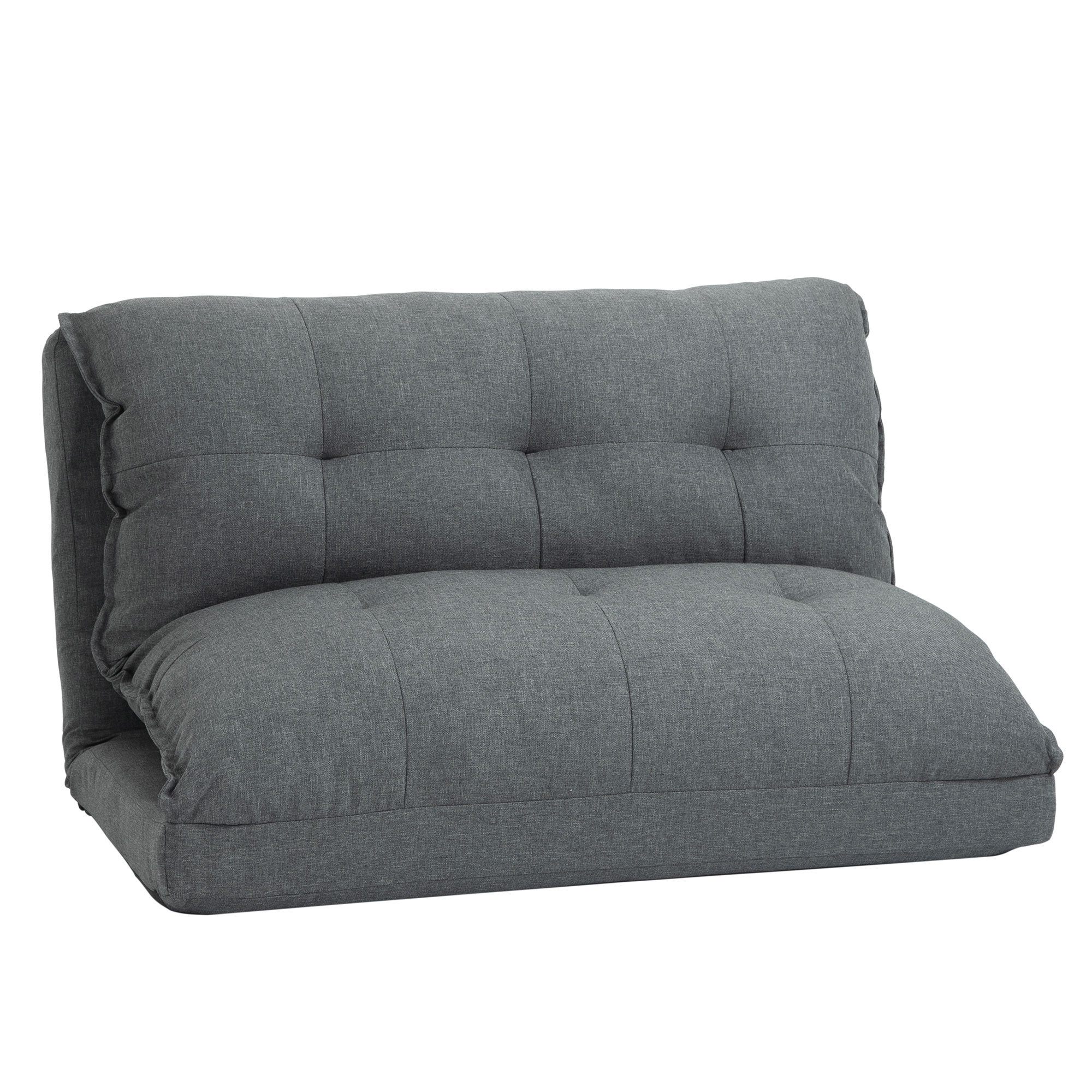 HOMCOM Diepe Relaxstoel, 13 Standen, Linnenlook, Metalen Structuur, 100 x 71 x 54 cm, Grijs