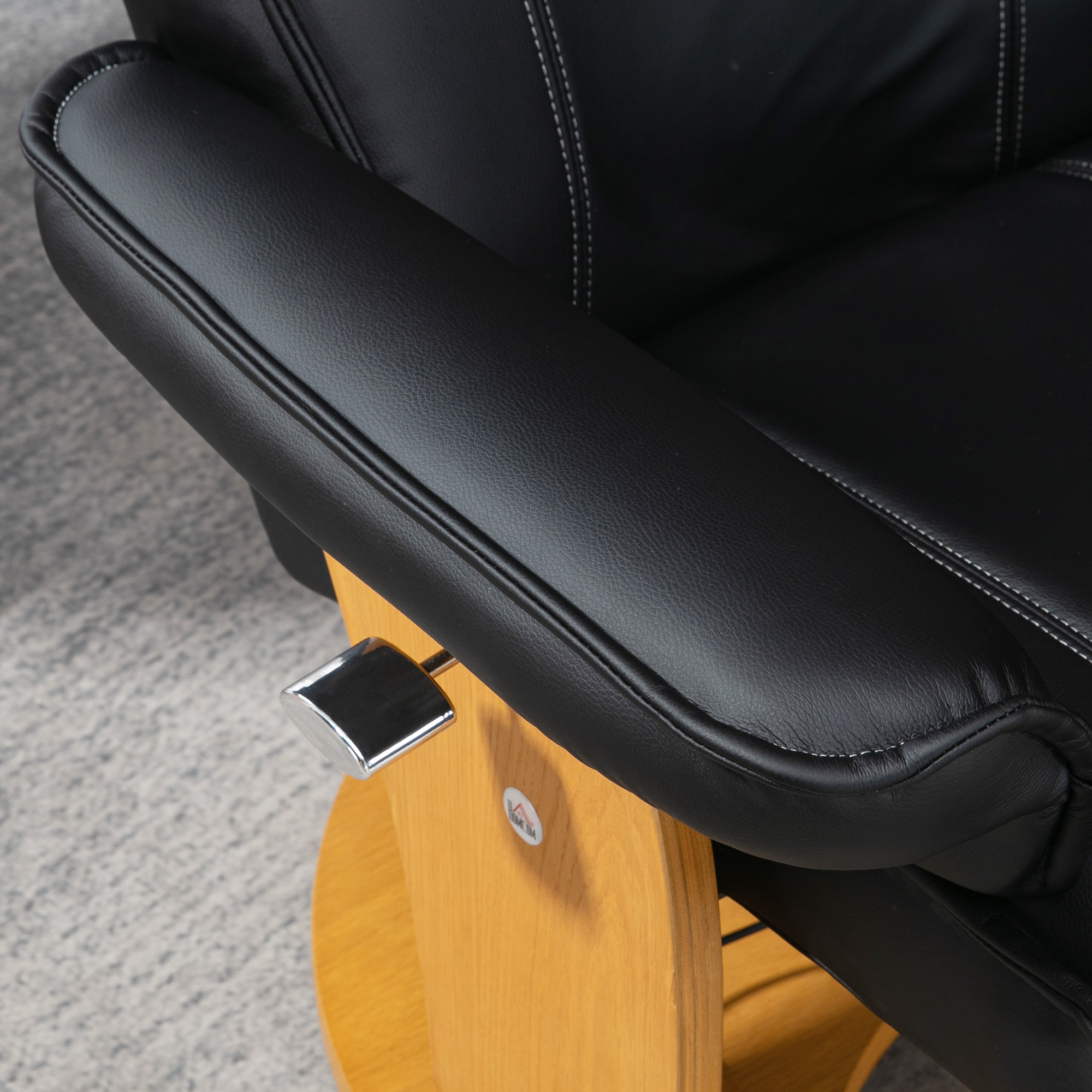 HOMCOM Fauteuil met voetenbank, tv-stoel, fauteuil, verstelbare rugleuning, 360° draaibaar, zwart+bruin