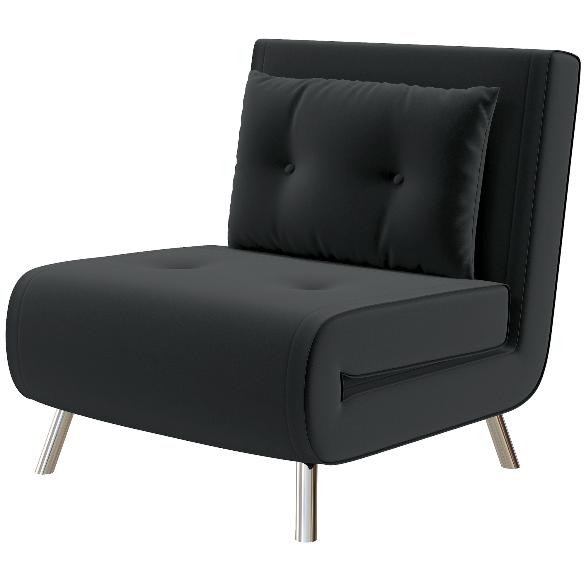 HOMCOM Ligstoel Stoel met Ligfunctie Slaapstoel, Knoophechting, fluweeloptiek, 77 cm x 88 cm x 83 cm, Zwart