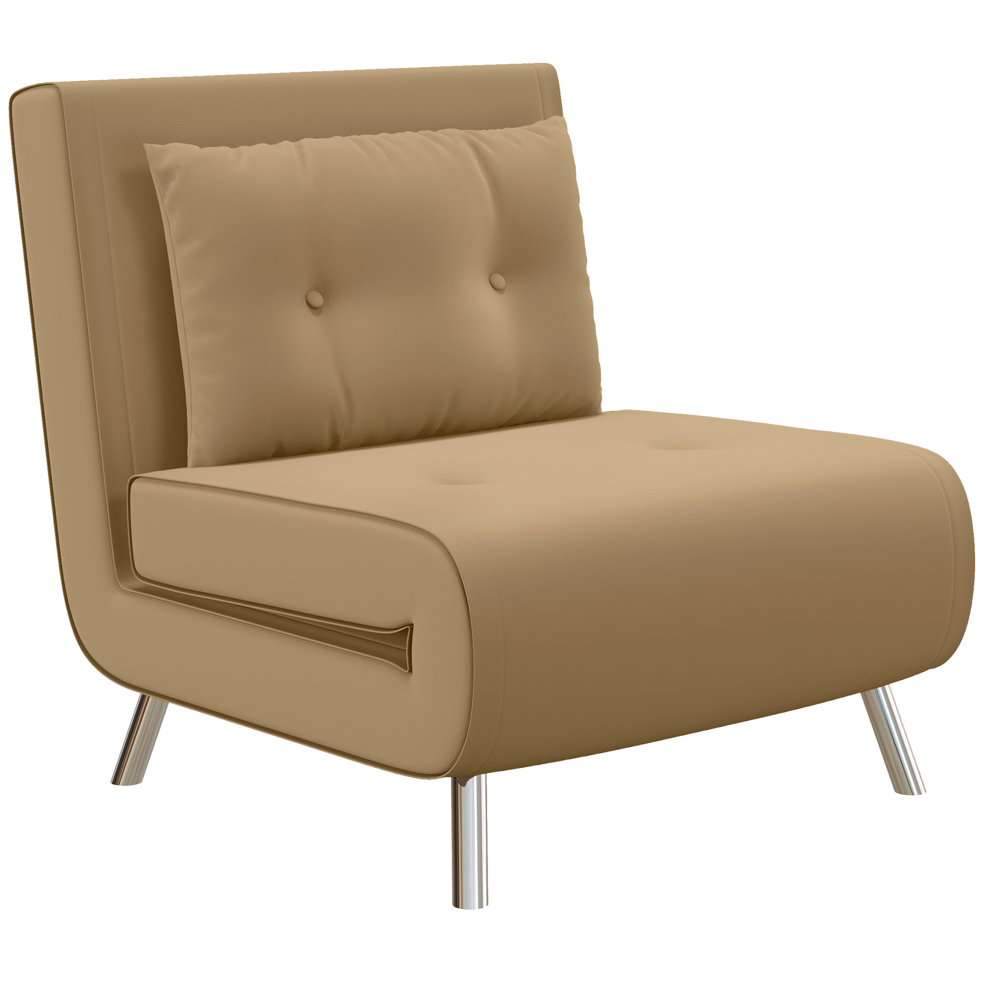 HOMCOM Ligstoel Stoel met Ligfunctie Slaapstoel, Knoopsgatensteek, Linnenlook, 77 cm x 88 cm x 83 cm, Bruin