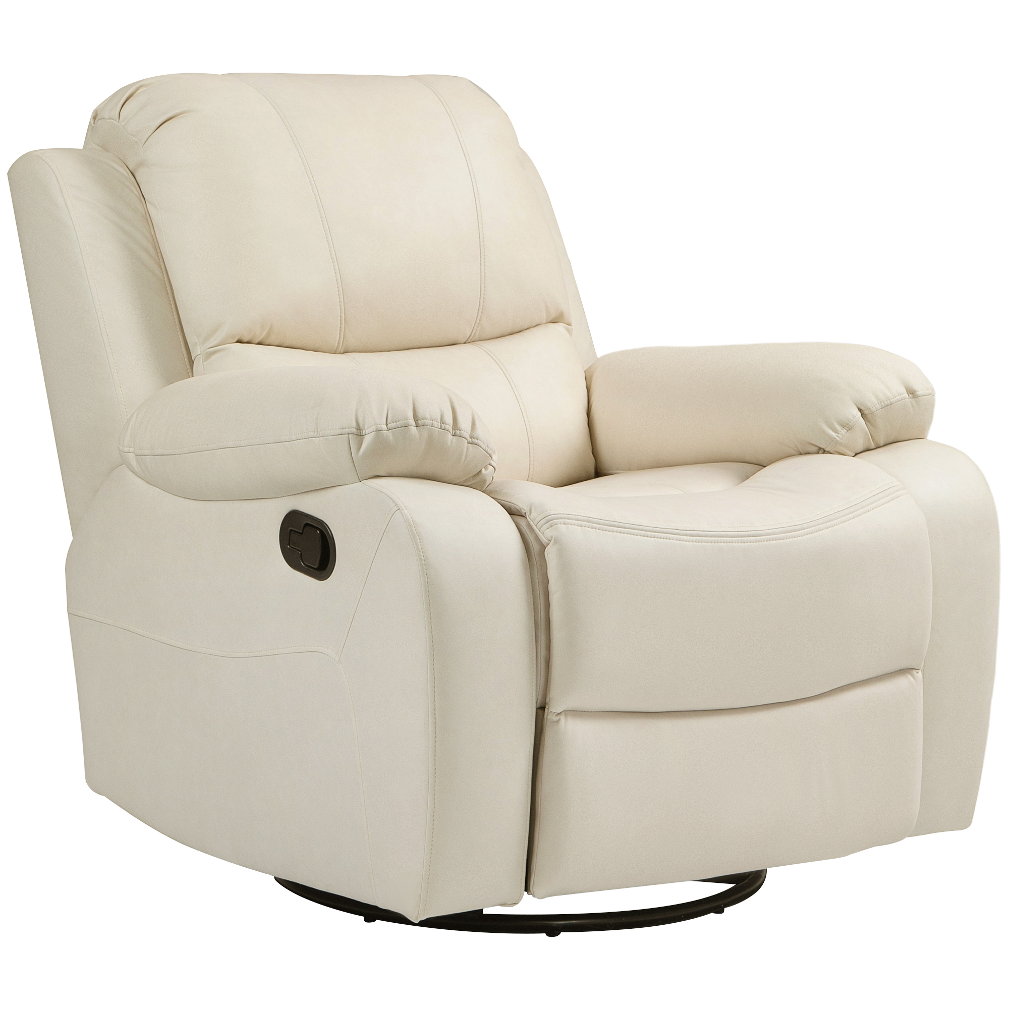 HOMCOM Relaxstoel, verstelbare leuning & voetsteun, draaibaar, tot 150 kg, stalen frame, 93x100x98cm, Crèmewit