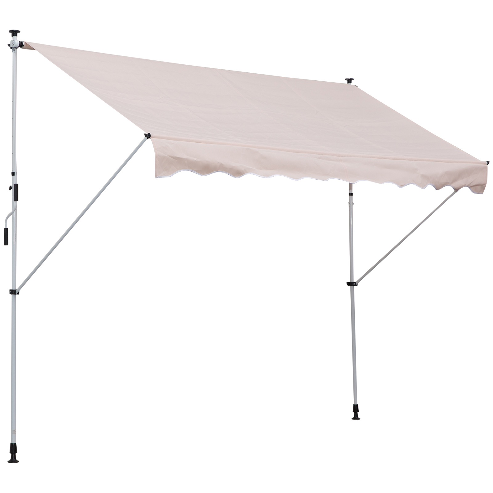 Outsunny Luifel vouwarm knikarmluifel zonwering handslinger balkon aluminium 2 x 1,5 m beige