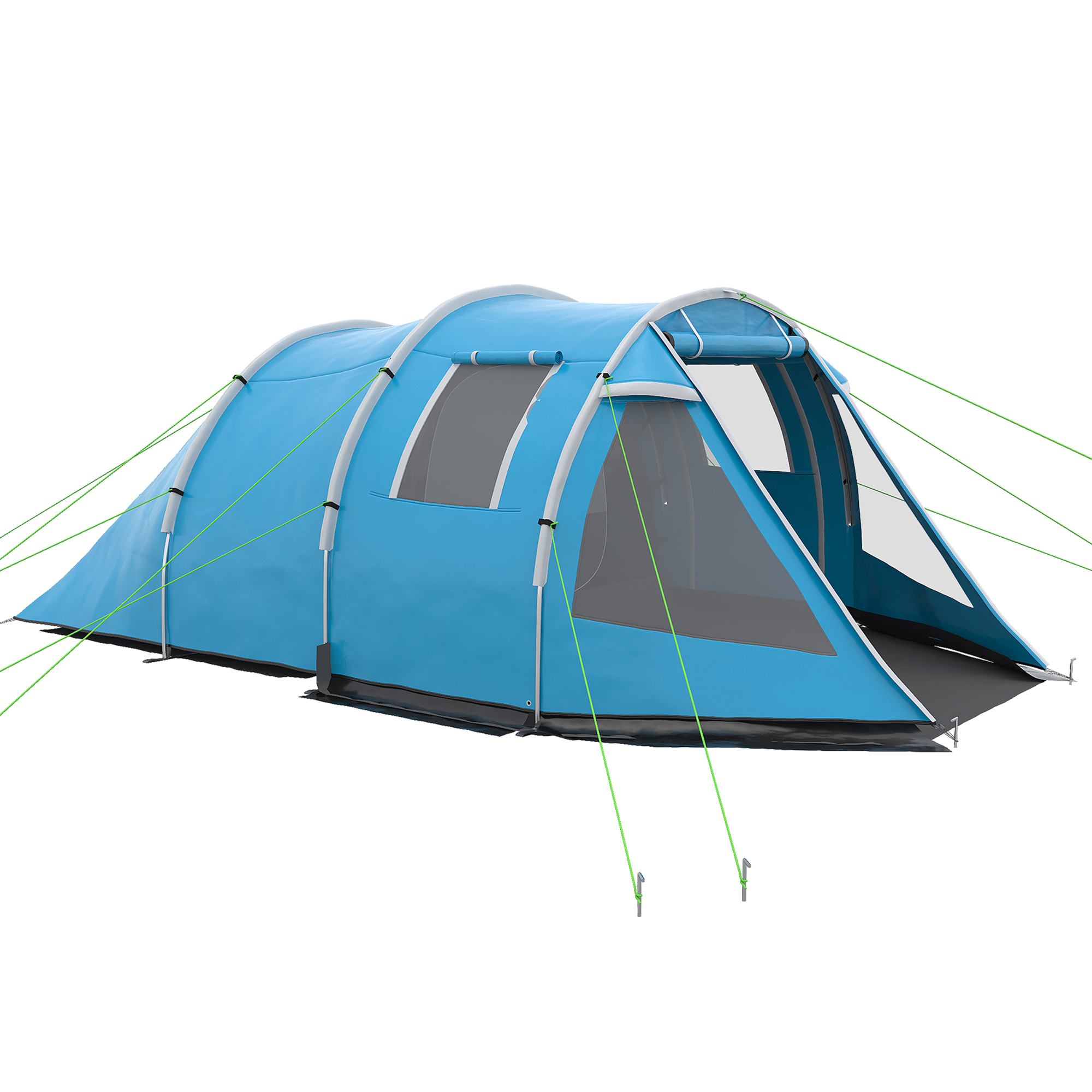 Outsunny Campingzelt Trekkingzelt Zelt, weerbestendig, 2 kamers, 475 x 264 cm Breedte x 172, Blau