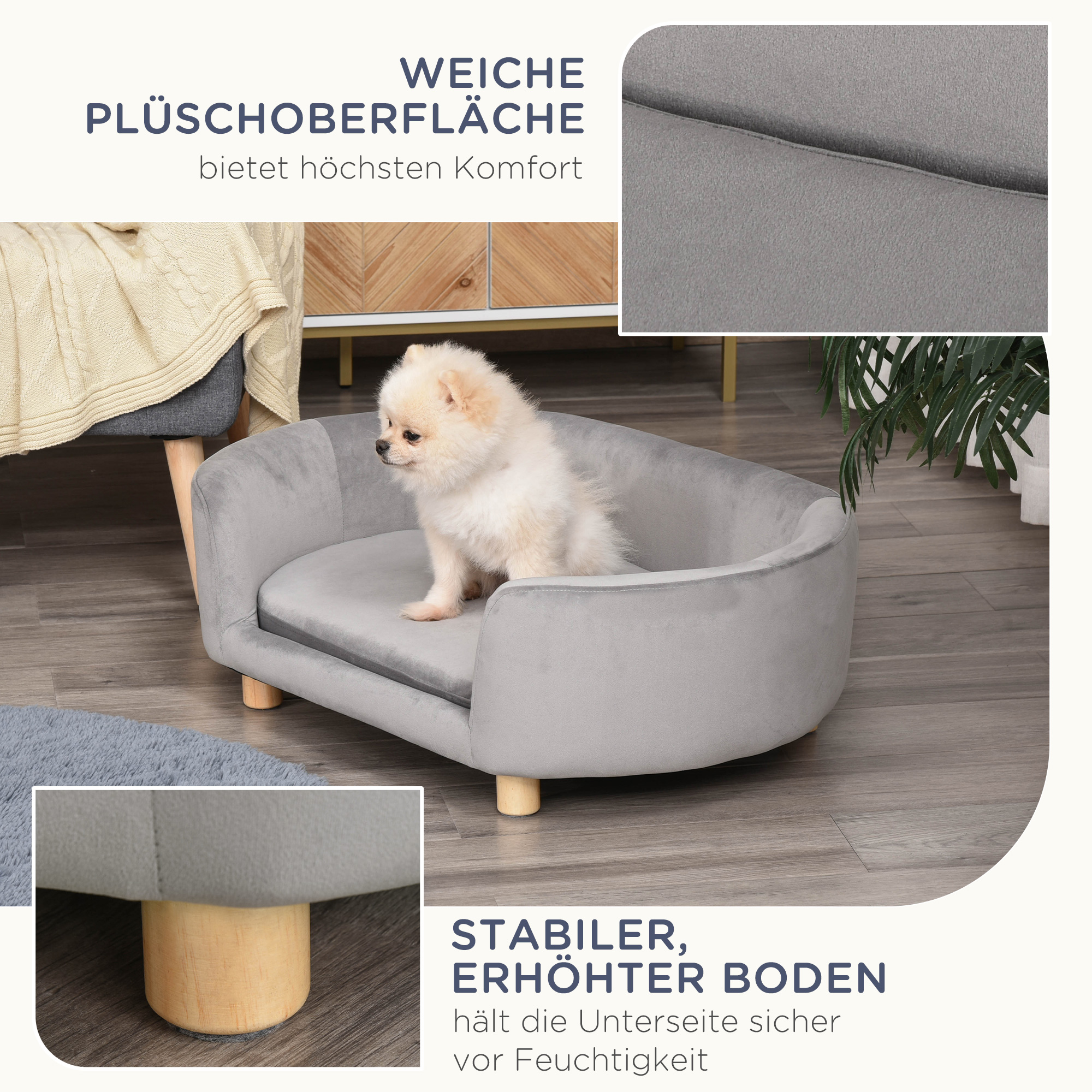 Hondenbank hondensofa katten honden berkenhout modern lichtgroen