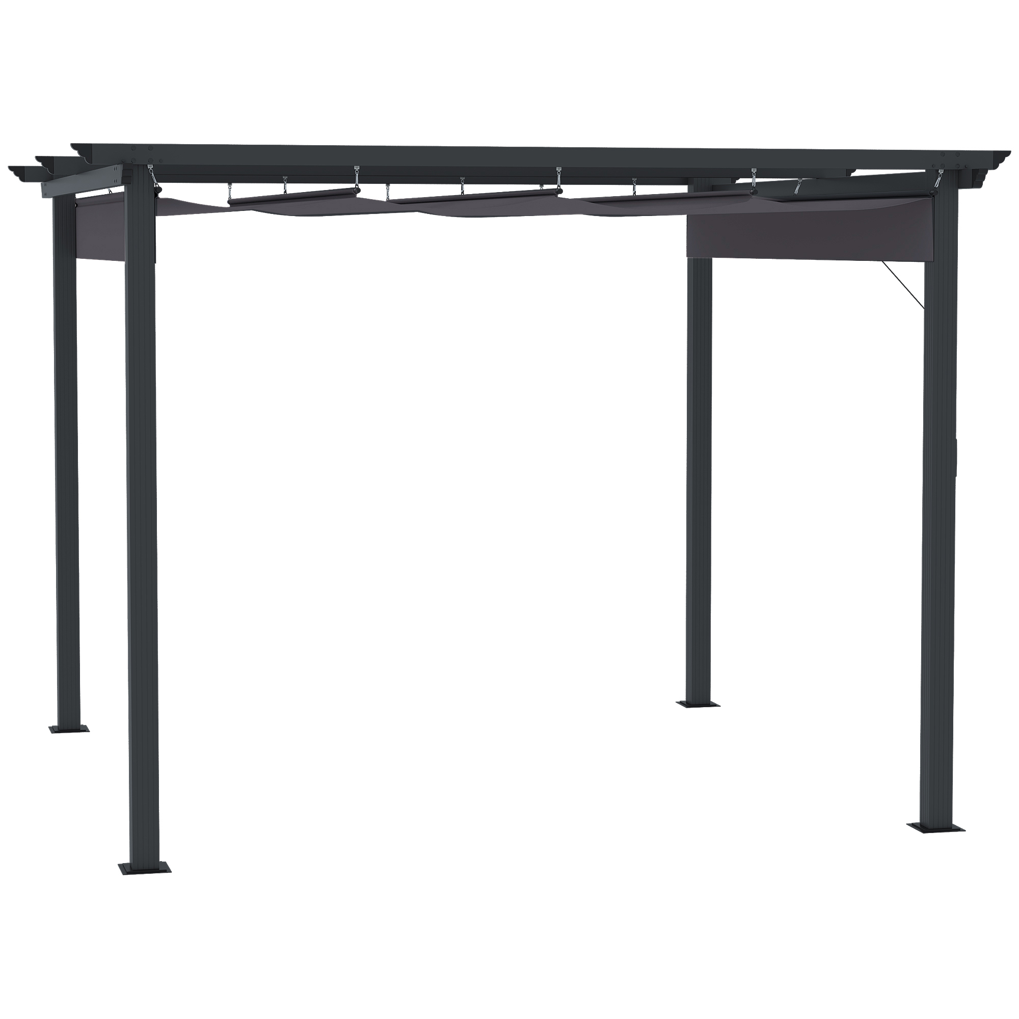 Pergola van Outsunny met verstelbare luifel aluminium grijs, zwart 3 x 3 m