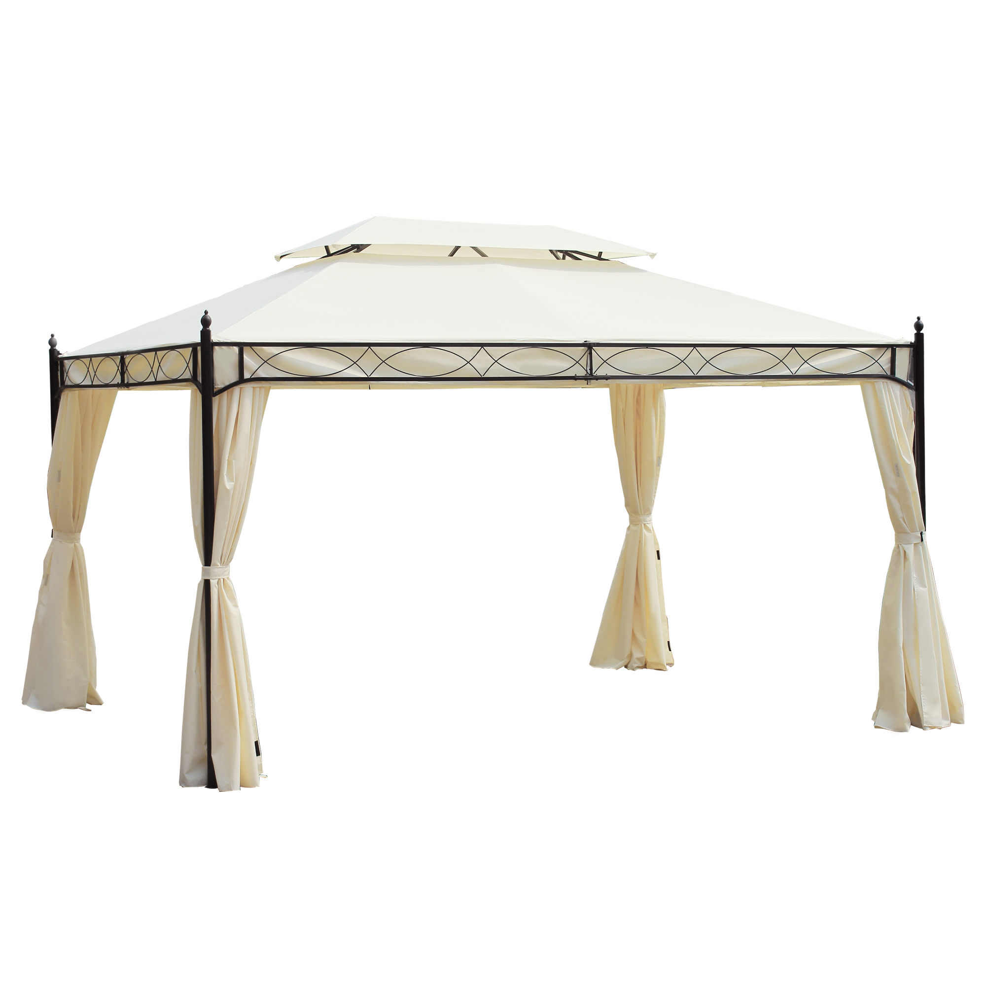 Outsunny Paviljoen tuinpaviljoen feest partytent dubbel dak tuintent 3 x 4 m Wit