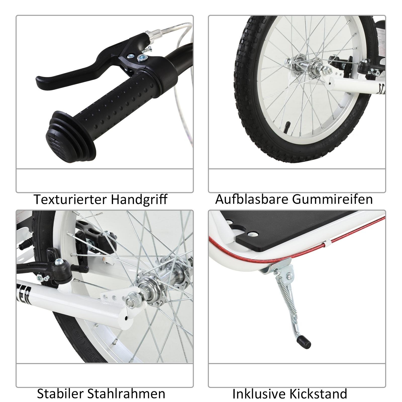 HOMCOM step scooter stadsscooter kinderen luchtband verstelbare step aluminium wit