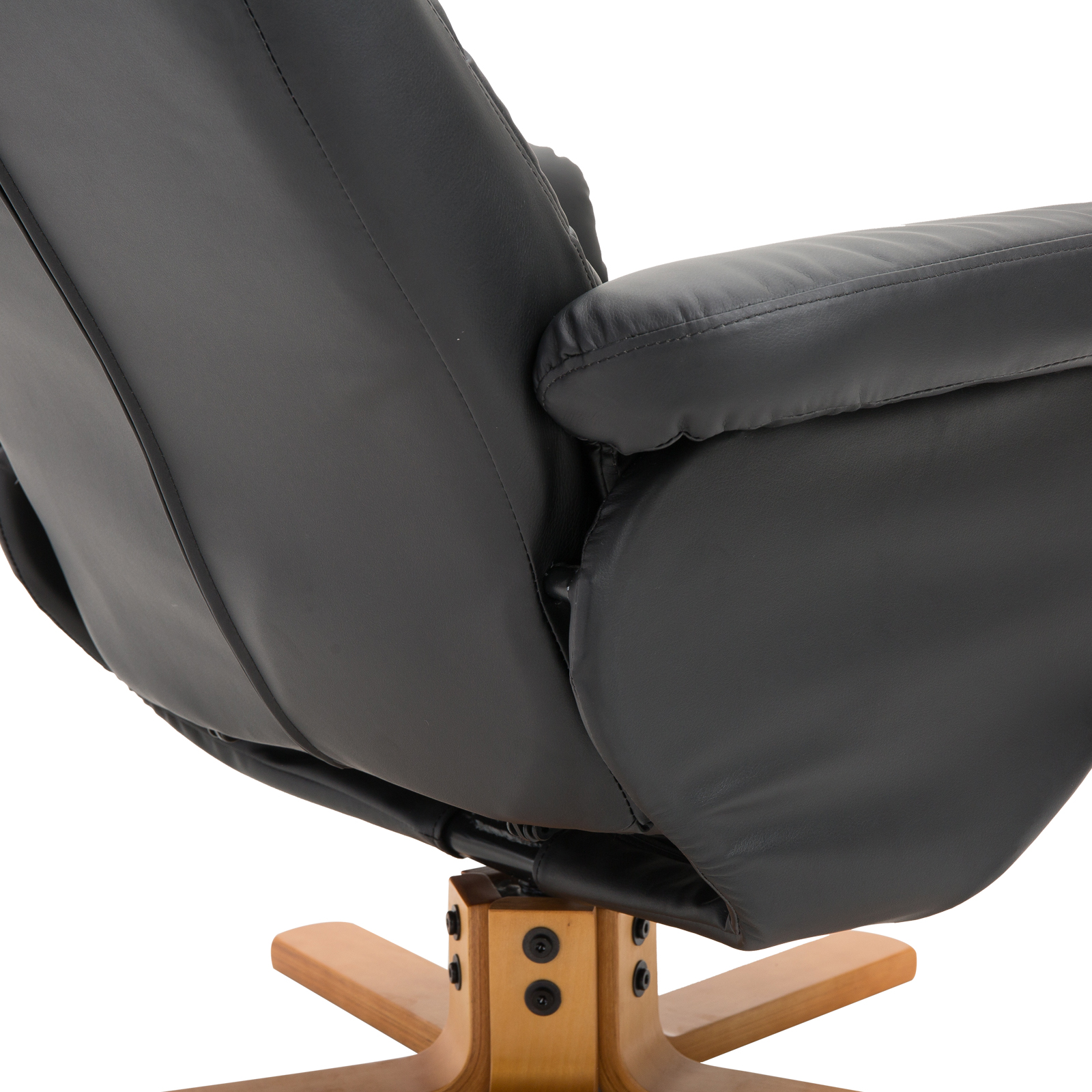 HOMCOM Relaxstoel met kruk tv-stoel 360° draaibaar ligfunctie hout zwart