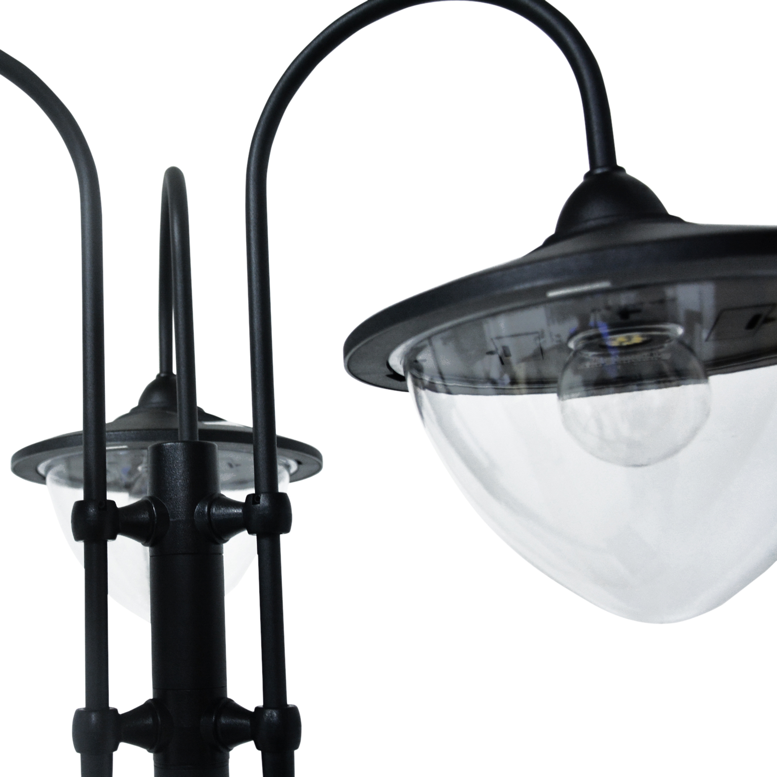 Outsunny Tuinlicht Zonnelamp 60x55x189cm, Energiebesparings Buitenverlichting, Waterproof Bloempotvoet, zwart