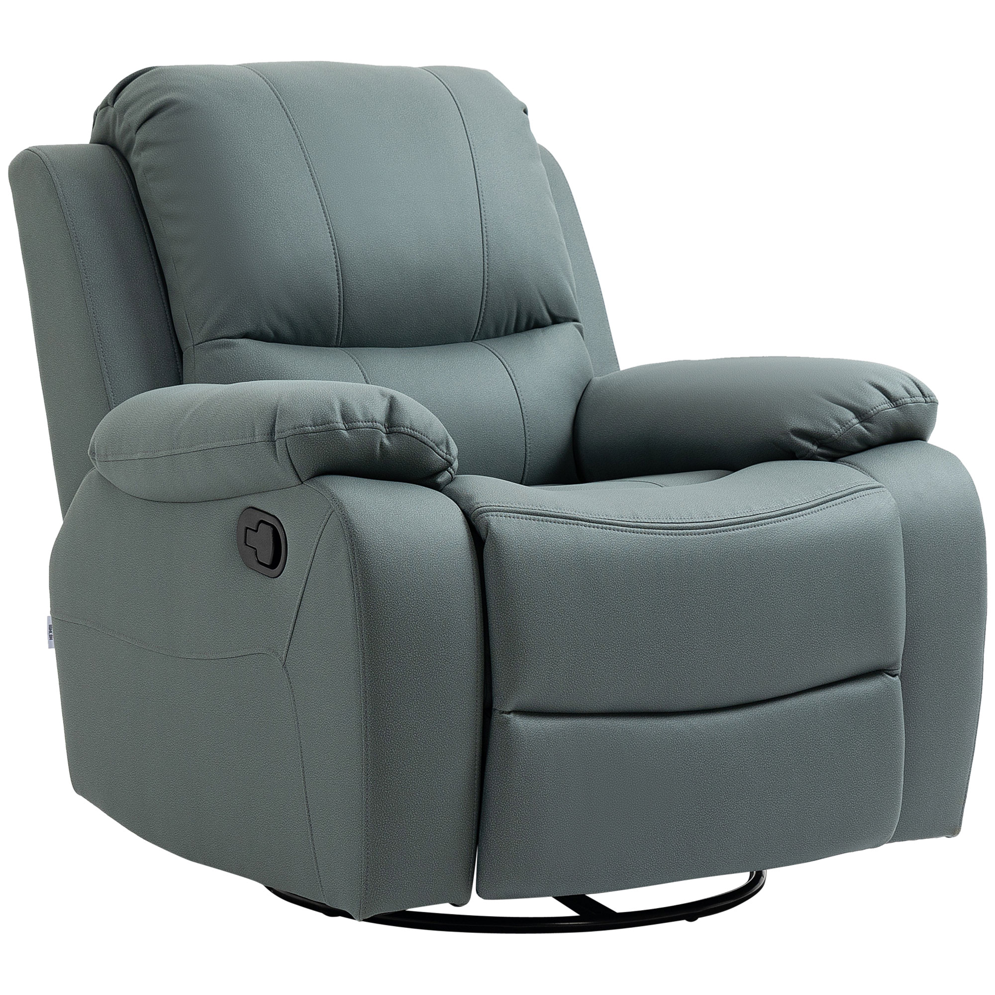HOMCOM fauteuil met kantelverstelling tot 135°, 360 graden draaibaar, 93 cm x 100 cm x 98 cm, stalen frame, groen