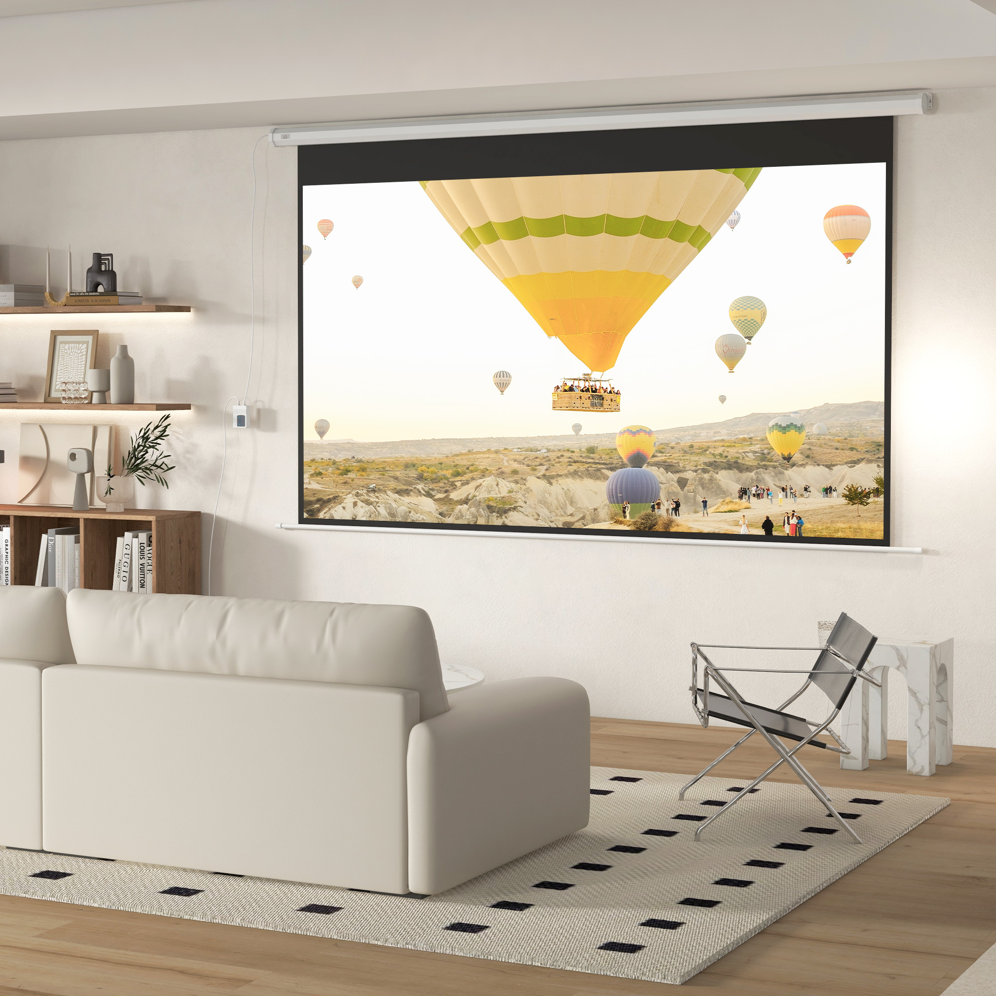 HOMCOM Projector Scherm, 16:9 Formaat, Afstandsbediening, 266 x 149 cm (120 Inch), Wit