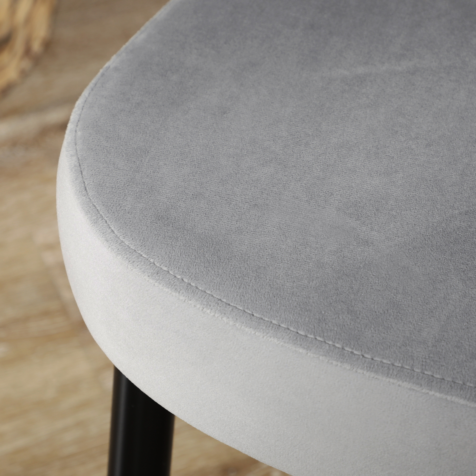 HOMCOM Set van 4 eetkamerstoelen, accentstoelen voor keukens en eetkamers, stoelenset, velourslook, lichtgrijs+zwart