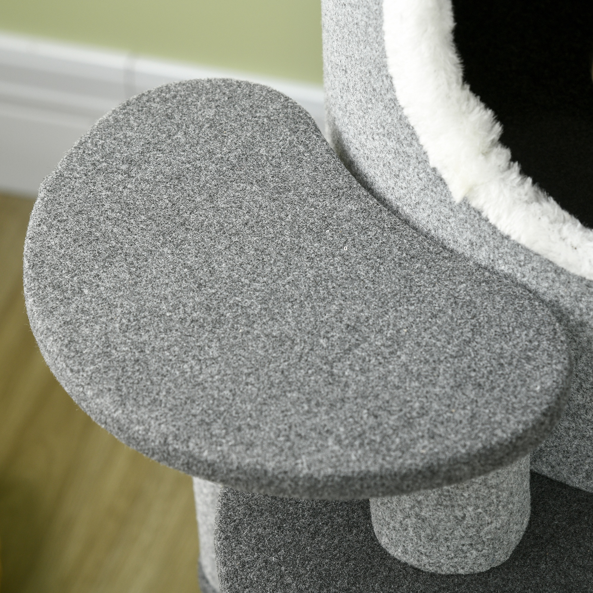 PawHut Kattenkrabpaal Krabton, 2 Kattenholen, 4 Ligplekken, 4 Krabpalen, 57 x 57 x 99 cm, Grijs + Wit