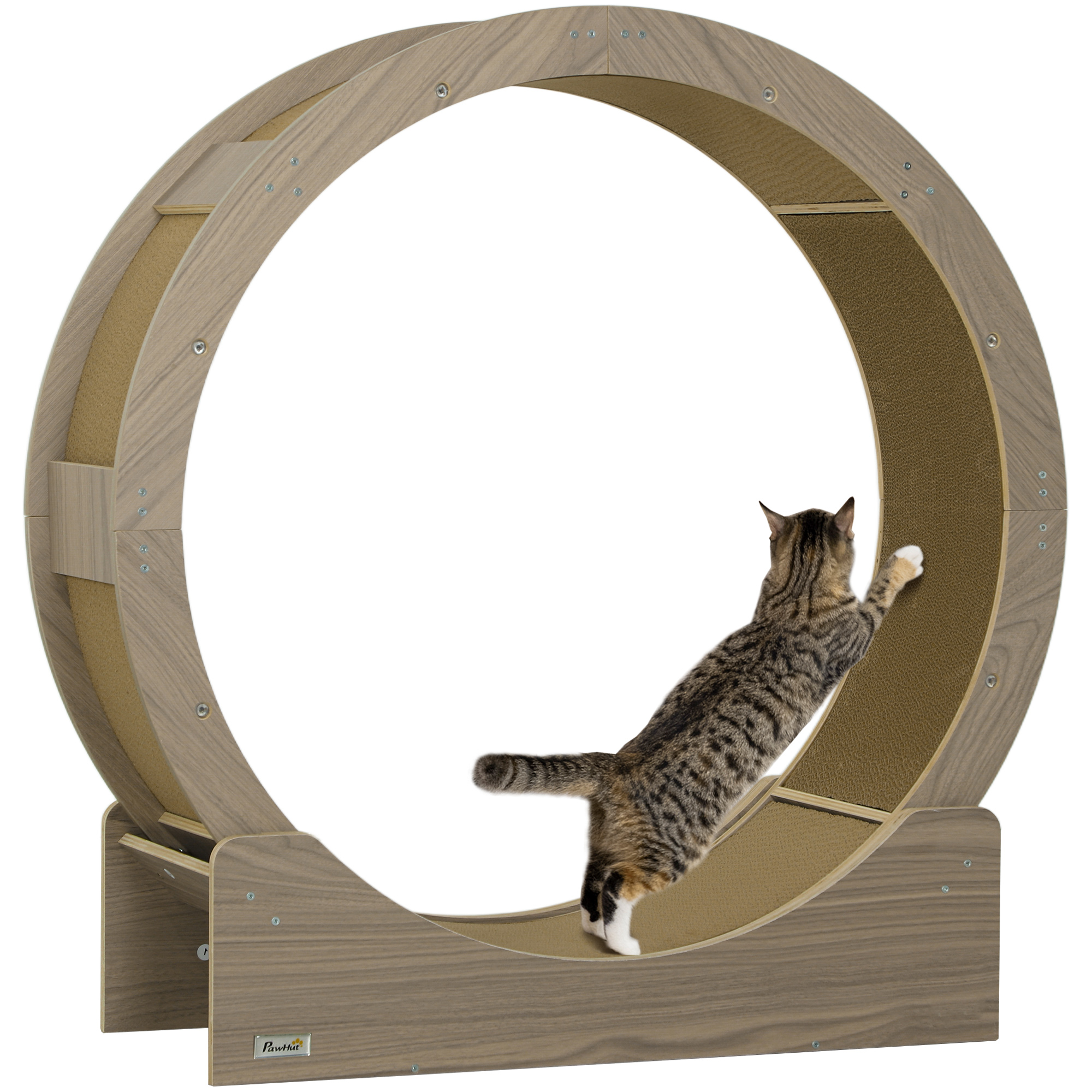 PawHut Kattenloopband, 91 cm, met Rem en Krabmat, Ideaal voor Gezonde Beweging van uw Kat, Walnoot