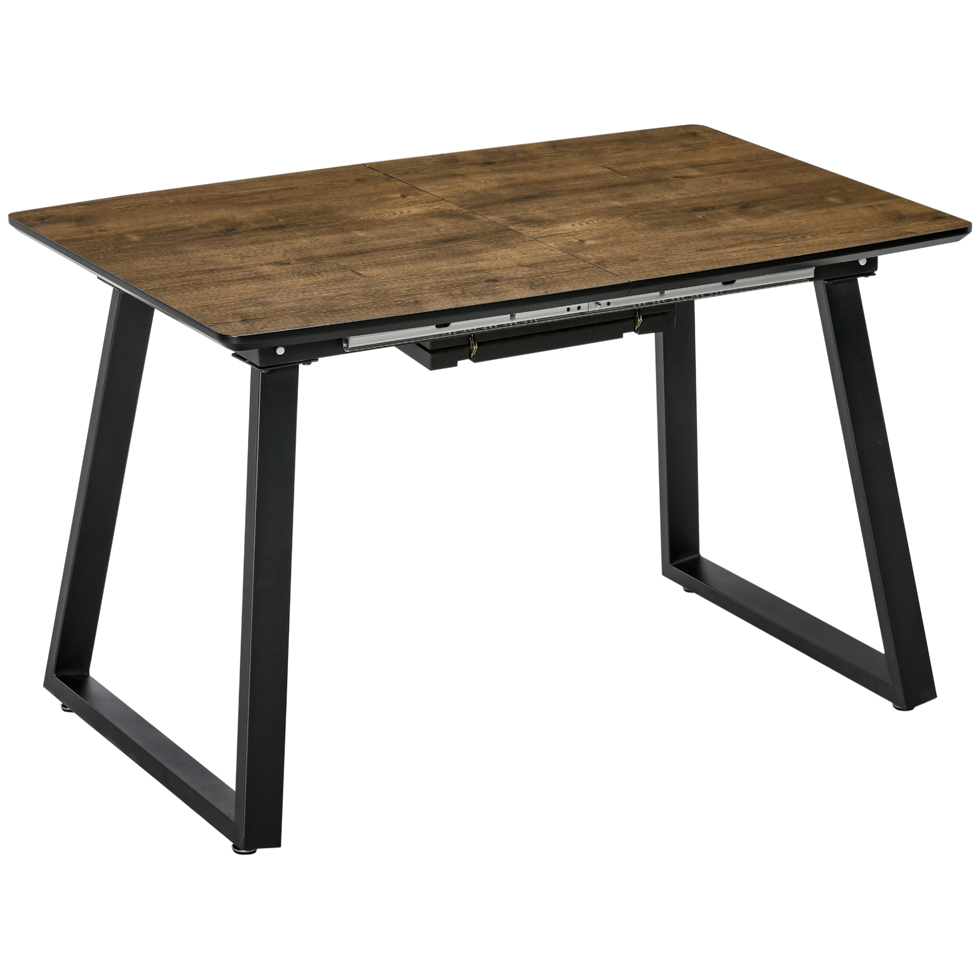 HOMCOM eettafel met uitschuifbaar tafelblad, keukentafel met houteffect, bruin