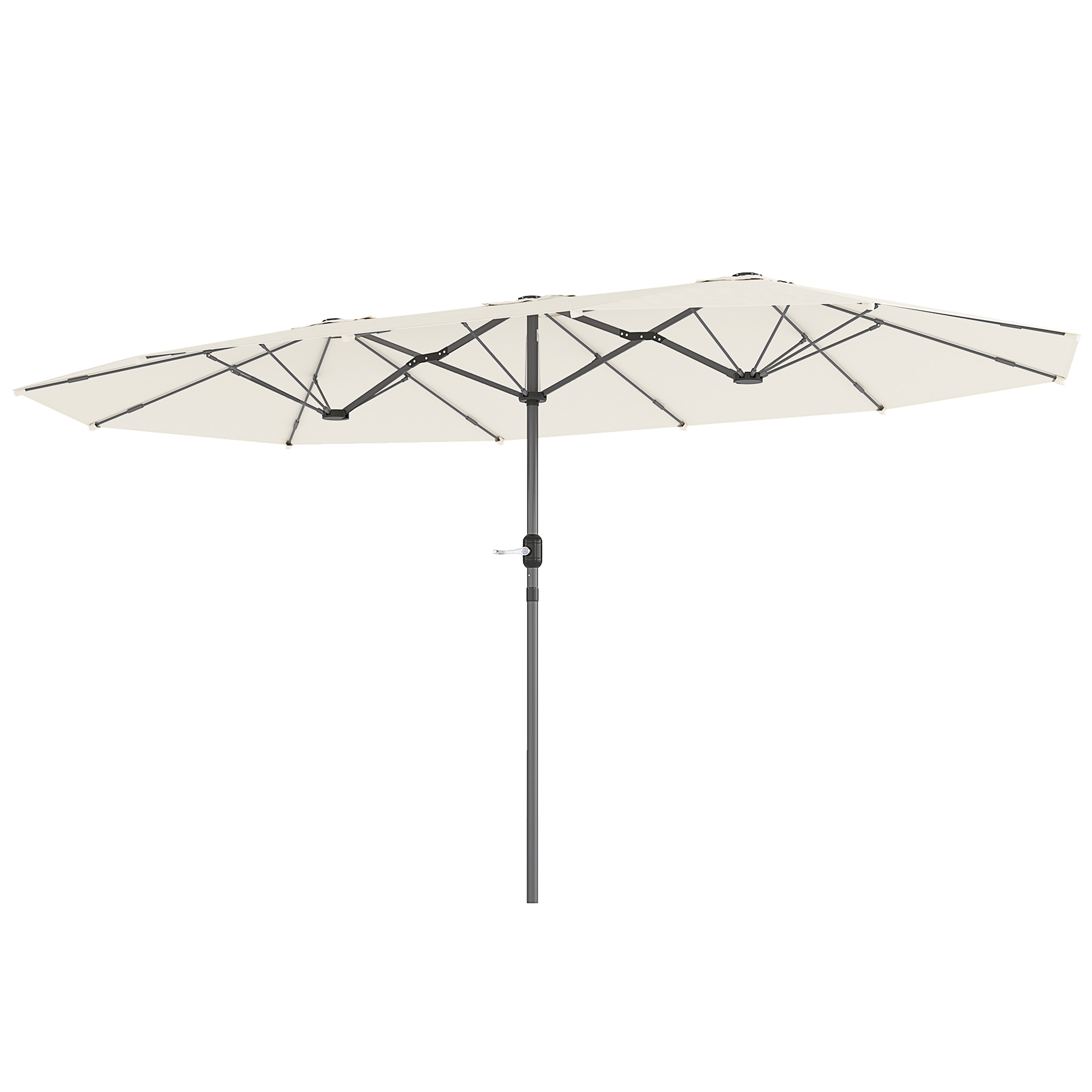 Outsunny Dubbelzijdige Parasol 436 x 260 cm met UV-bescherming en Handzwengel, Beige