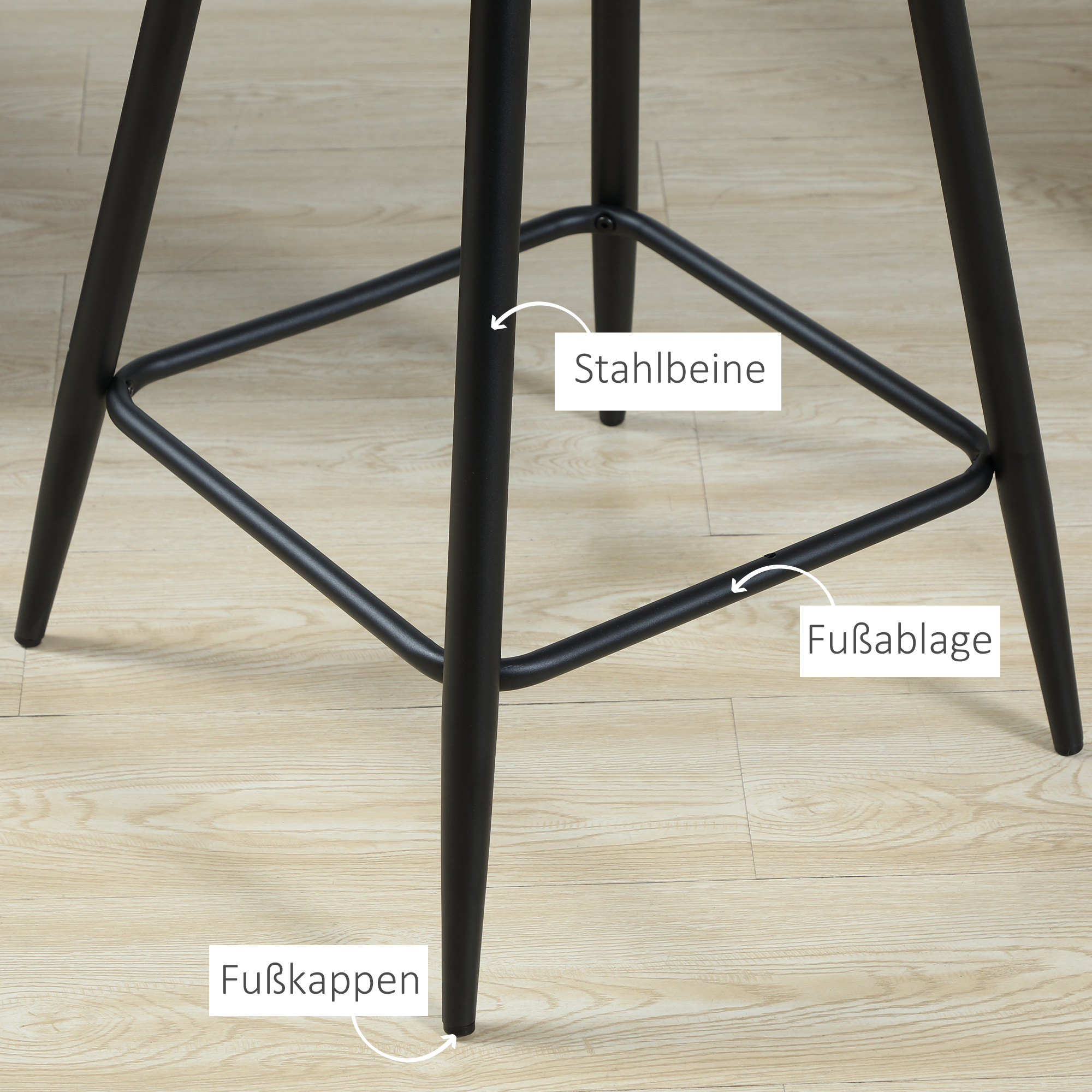 HOMCOM set van 2 barkrukken in retrostijl, fluwelen look, inclusief voetsteun 50 cm x 53 cm x 94 cm grijs