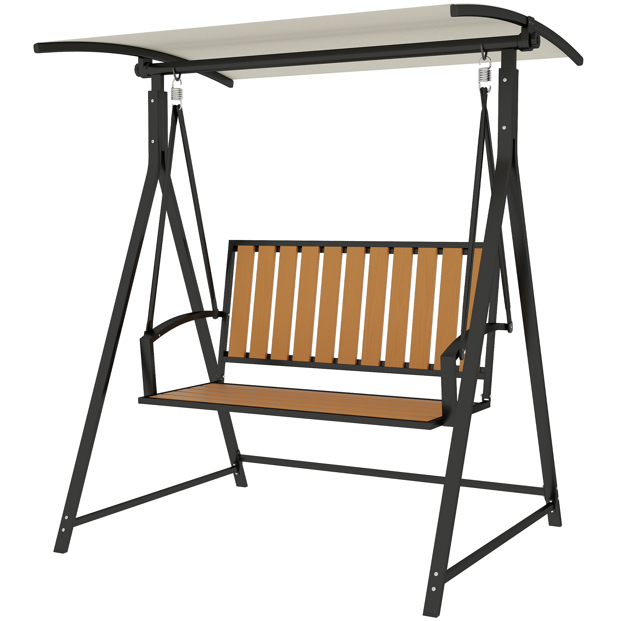 Outsunny Hollywoodschommel met verstelbaar zonnescherm, 2-zits Tuinschommel 142 x 112 x 162cm, Zwart