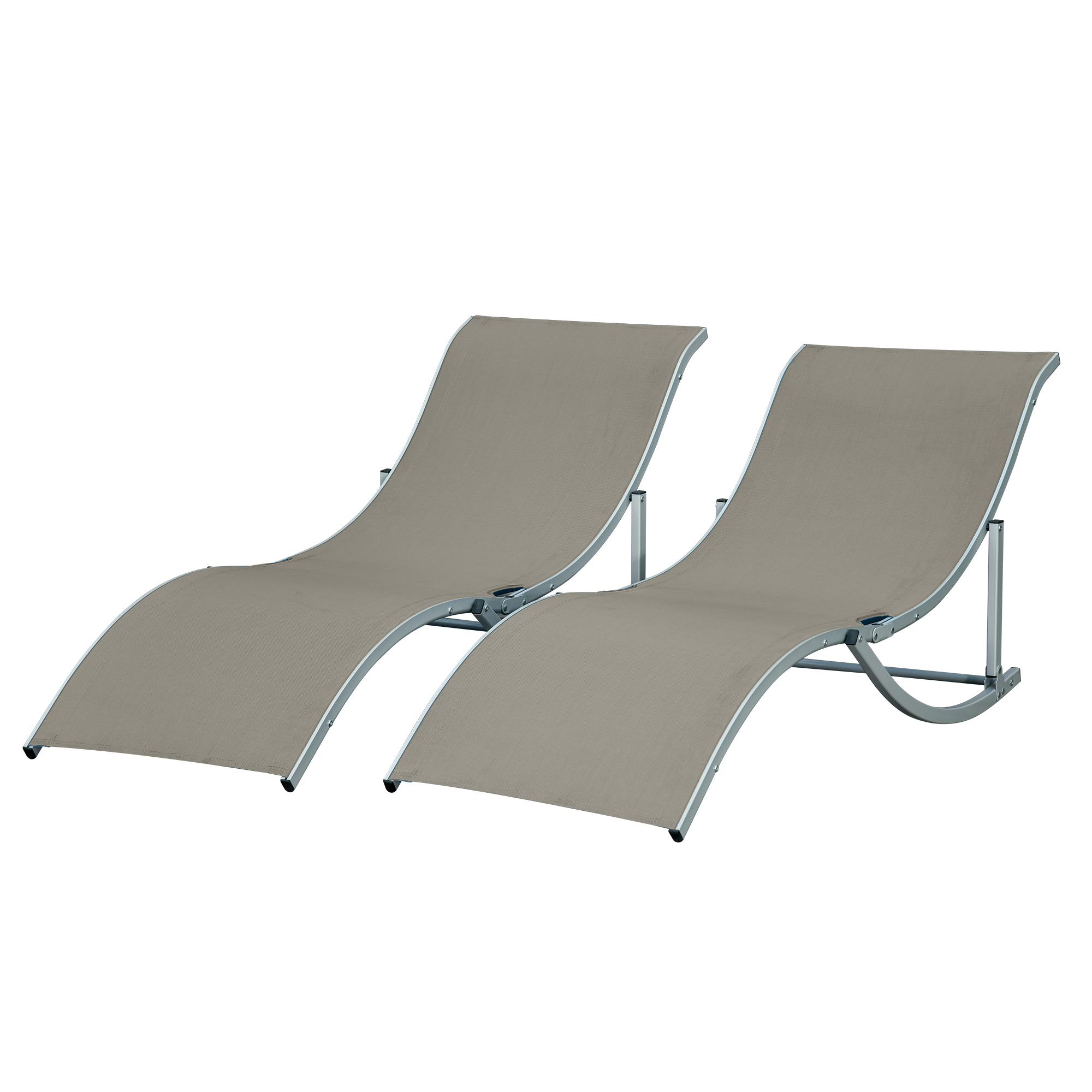 Set van 2 tuinstoelen ligstoel stoffen ligstoel relaxstoel ergonomisch aluminium Texteline