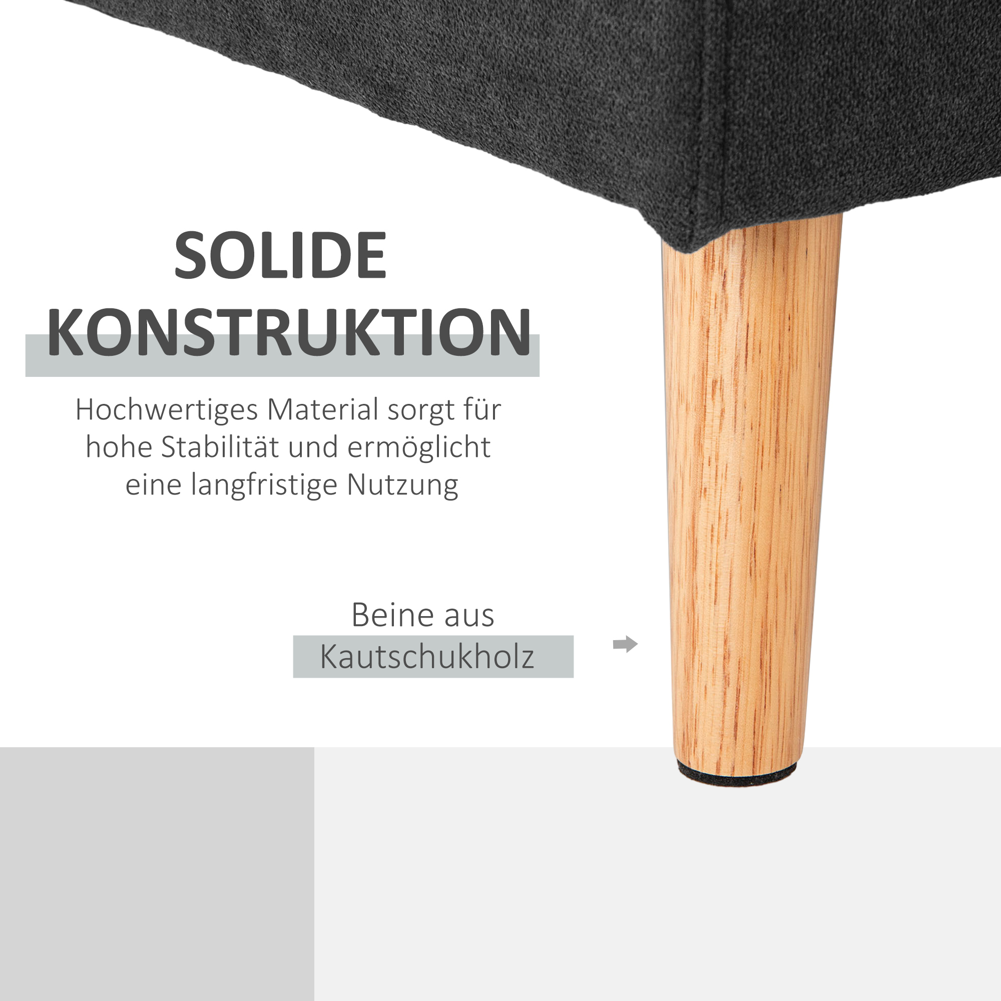HOMCOM 3-zits hoekbank, linnenlook, omkeerbare chaise longue, 193x136x85 cm, zwart
