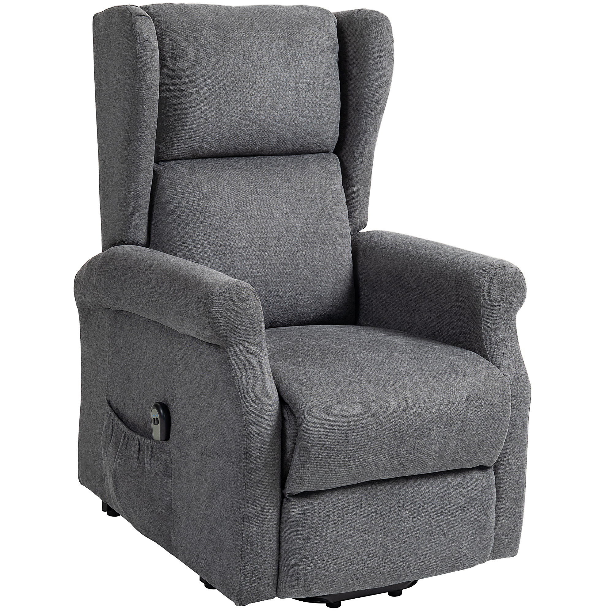 HOMCOM Relaxfauteuil met Opsta-Hulp, Ligfunctie, tot 200kg, 72,5x94x109cm, Donkergrijs