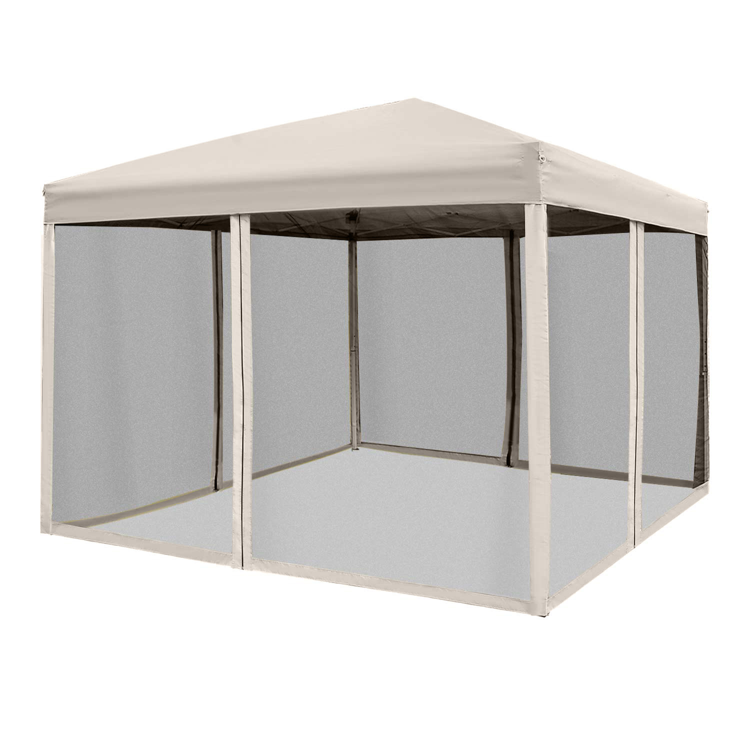 Outsunny Paviljoen partytent 3 x 3 m opvouwbare tent partytent met zijwanden staal beige