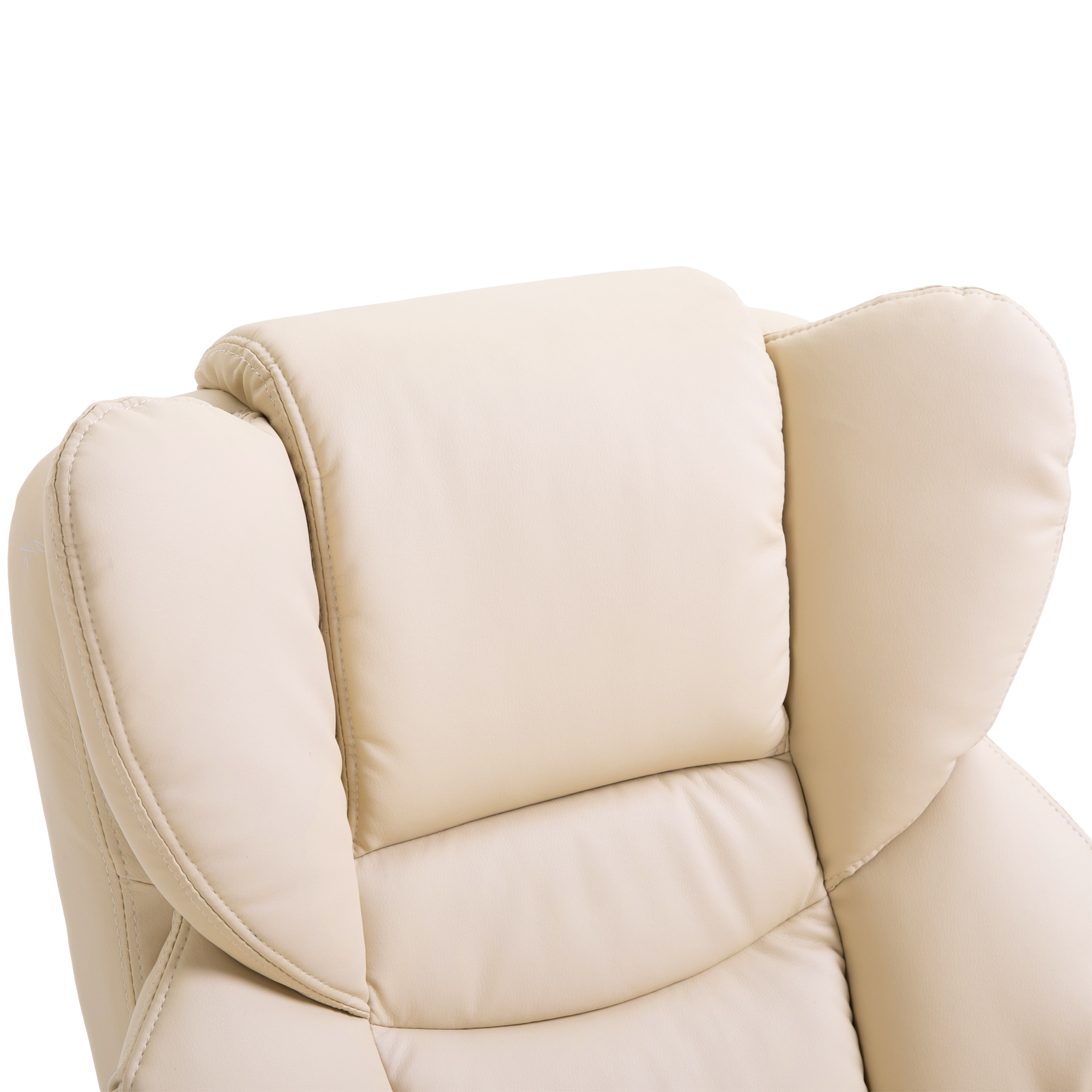 HOMCOM Fauteuil met kruk, ligfunctie, draaibaar, tot 160 kg, kunstleer, metalen frame, crème, 80 x 79 x 100 cm