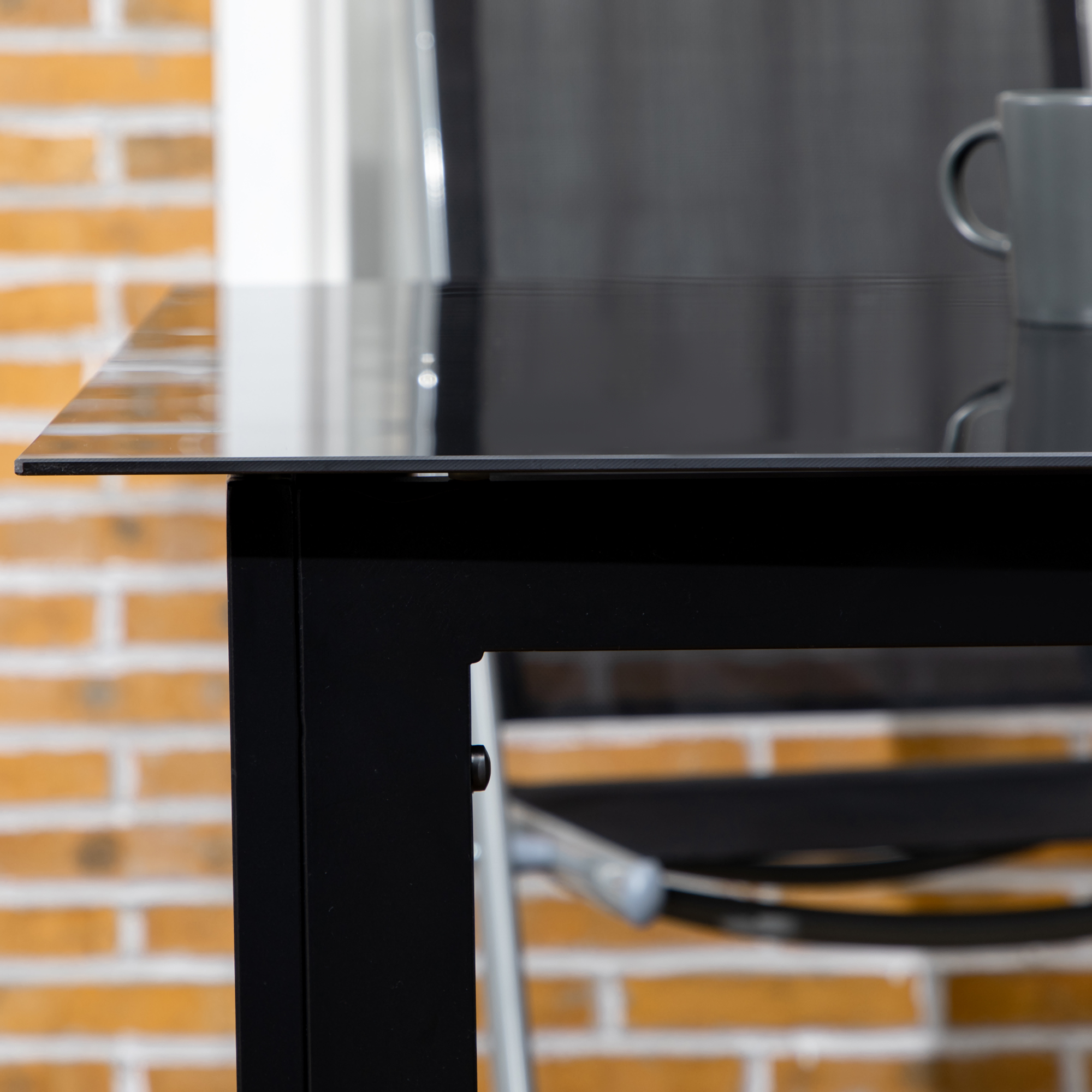 Tuintafel Outsunny voor 6 personen, weerbestendig, gehard glas, terrastafel, 150 cm x 90 cm x 74 cm, zwart