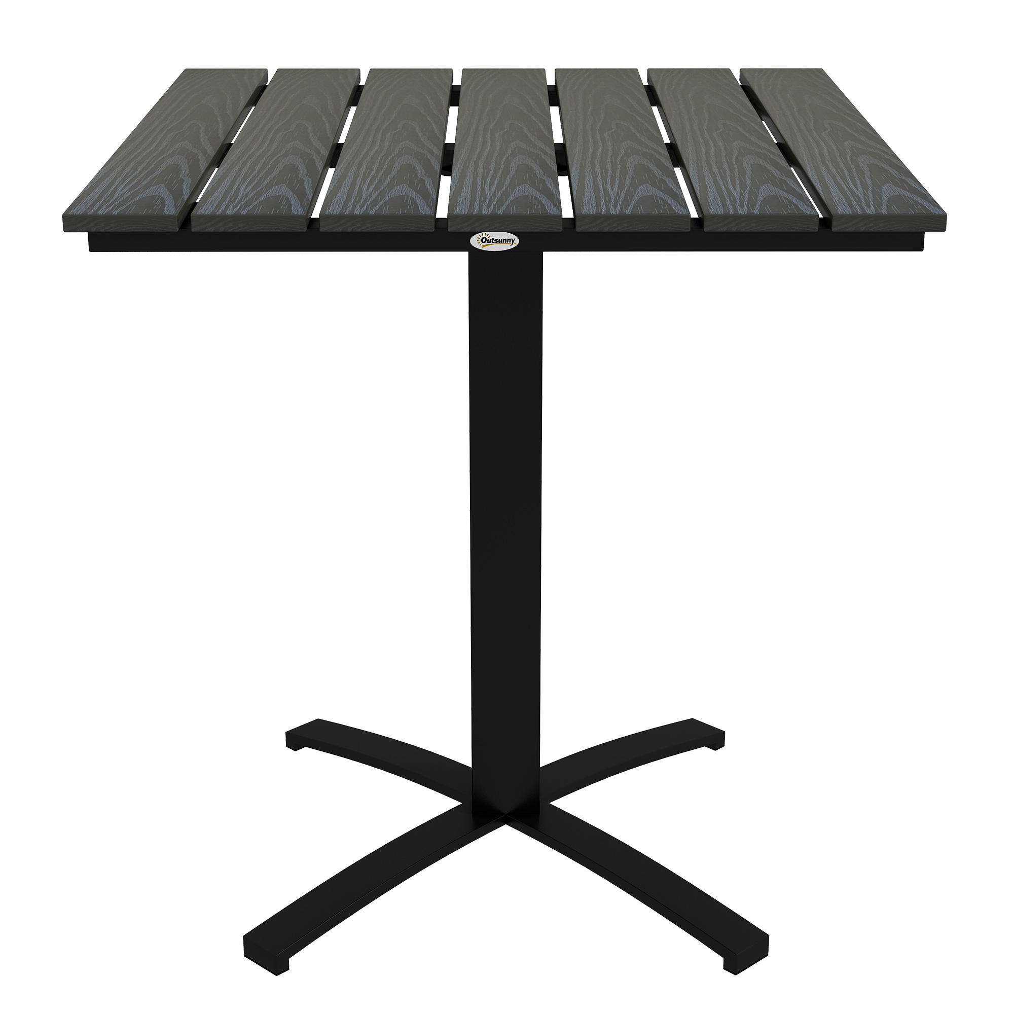 Outsunny Terrastafel, voor 4 personen, houtlook, aluminium frame, 70 x 70 x 76 cm, Grijs