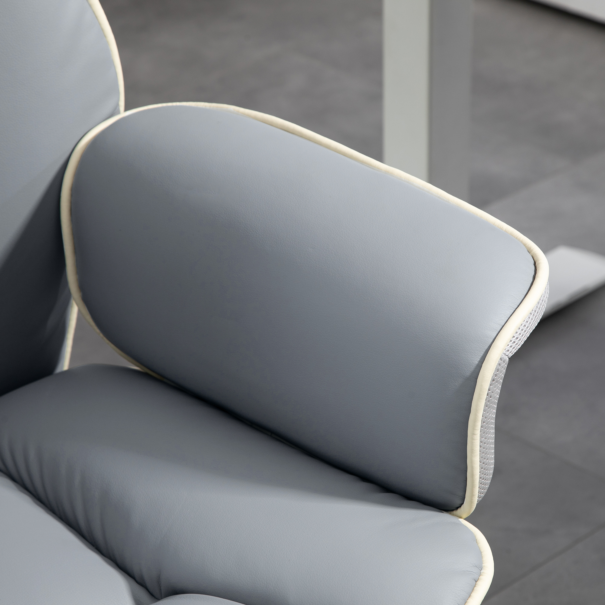 Vinsetto Ergonomische Bureaustoel, Extra Gewatteerd, met Ligfunctie, Kunstleder, 76x80x118-124 cm, Lichtgrijs