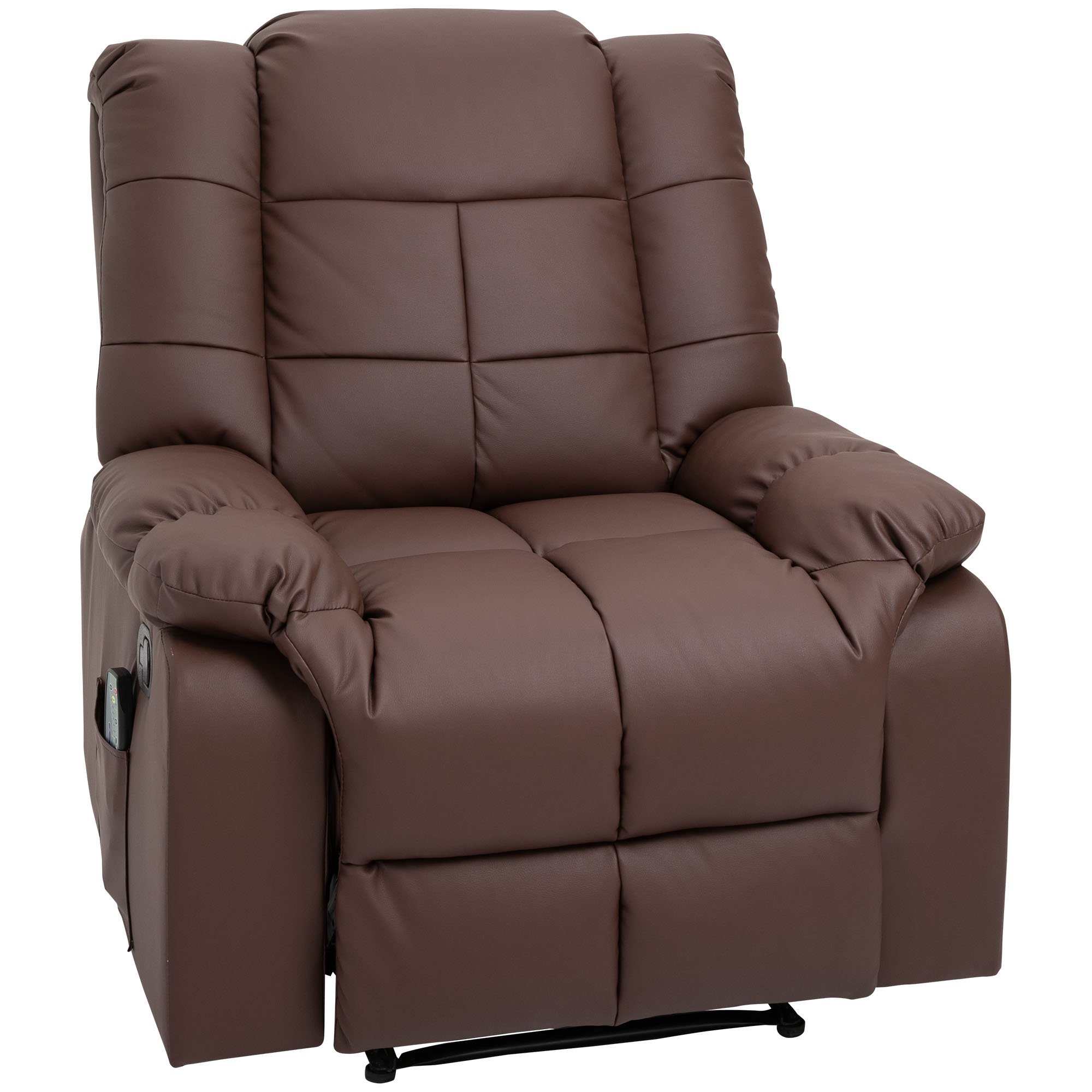 HOMCOM massagestoel tv-stoel relaxstoel met massagefunctie kunstleer hout metaal schuimstof bruin 94 x 99 x 99 cm