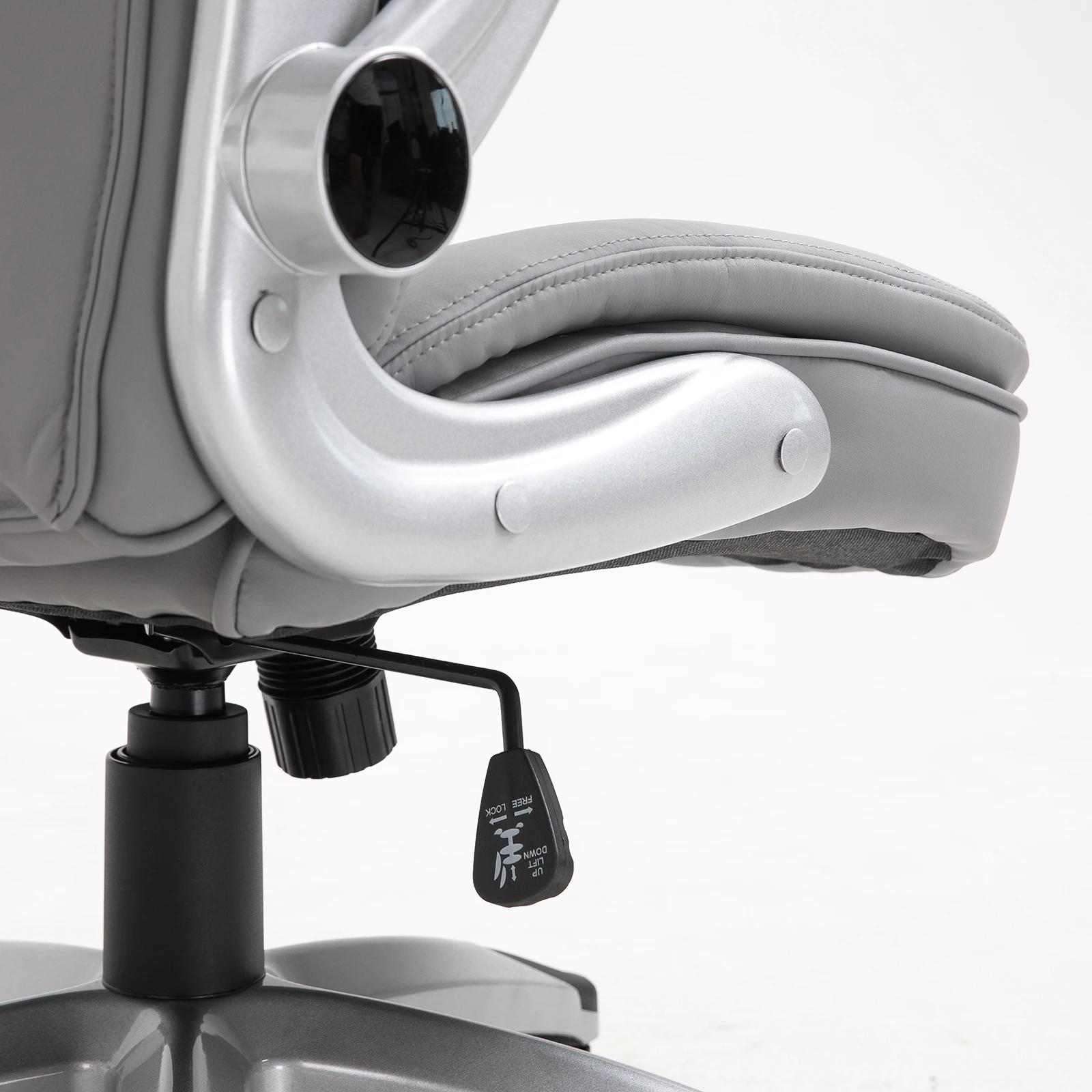 Vinsetto bureaustoel draaistoel computerstoel met kantelfunctie in hoogte verstelbaar kunstleer grijs 69,5 x 76 x 113–121 cm | Aosom.nl