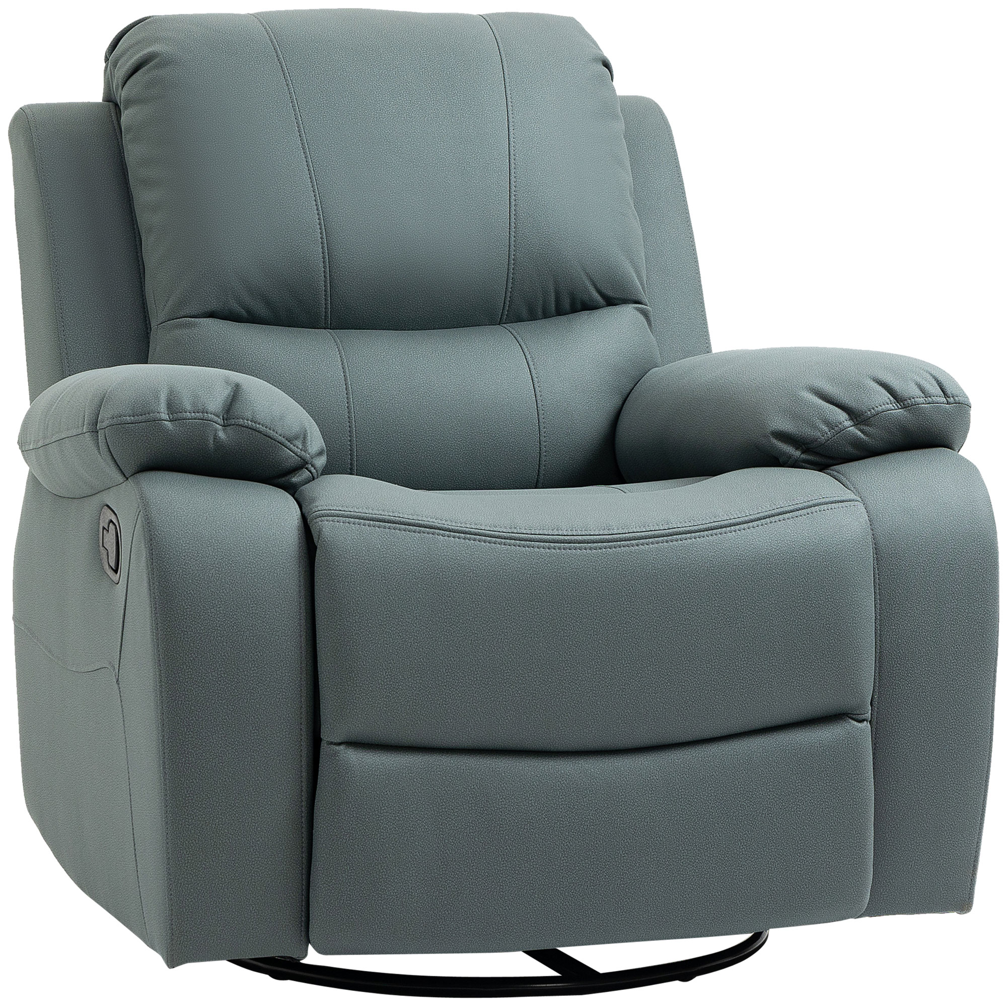HOMCOM fauteuil met kantelverstelling tot 135°, 360 graden draaibaar, 93 cm x 100 cm x 98 cm, stalen frame, groen