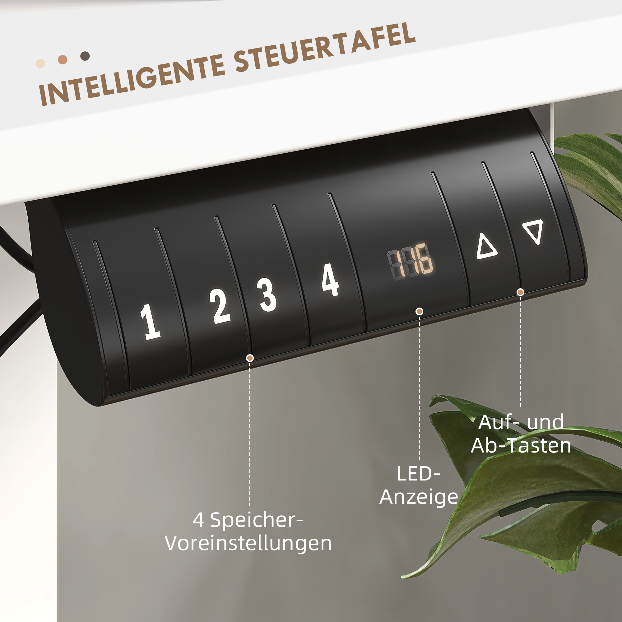 Vinsetto Sta-bureau, in hoogte verstelbaar, 120x60x72-116cm, Wit
