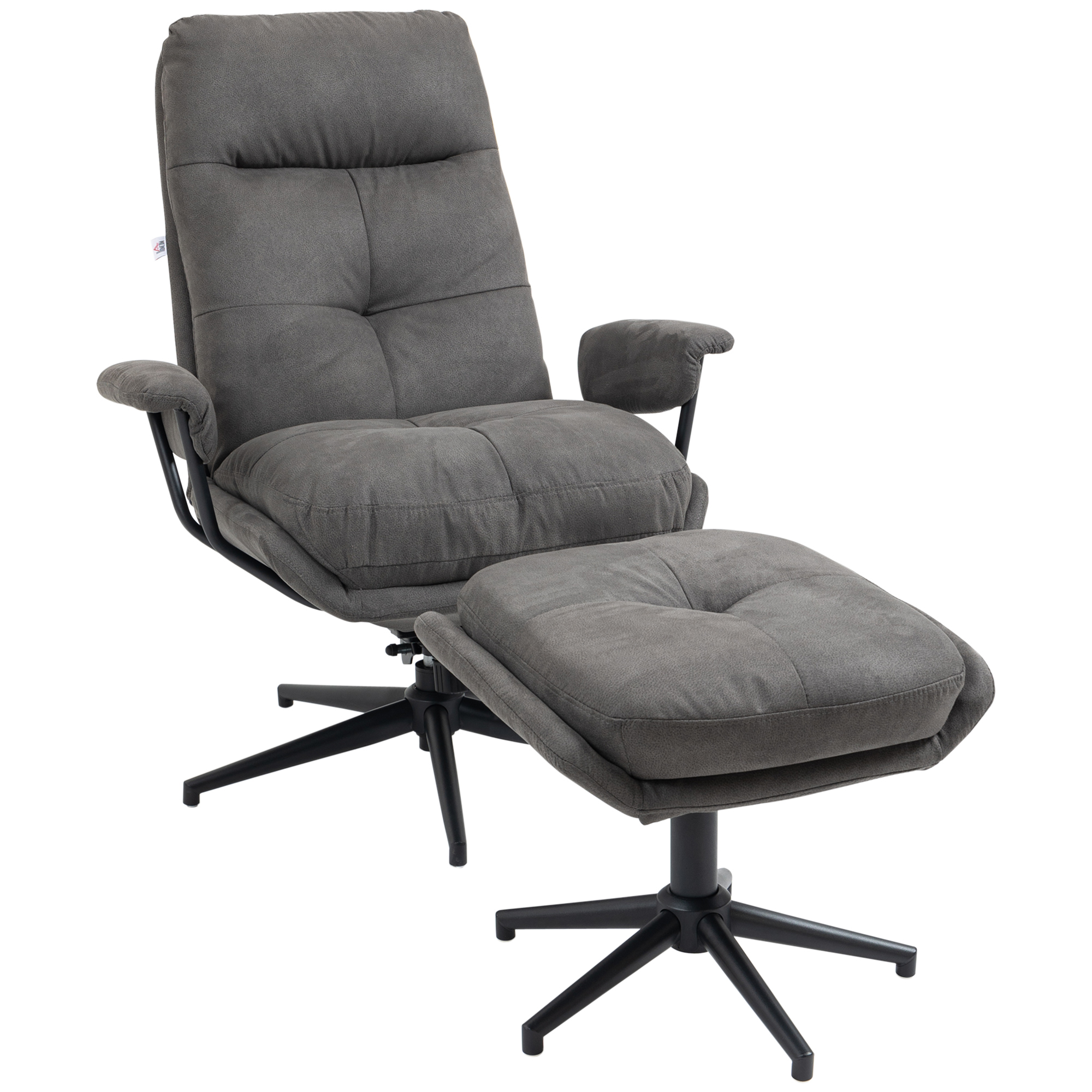 HOMCOM relaxfauteuil met kruk, draaivoet, tv-fauteuil met ligfunctie