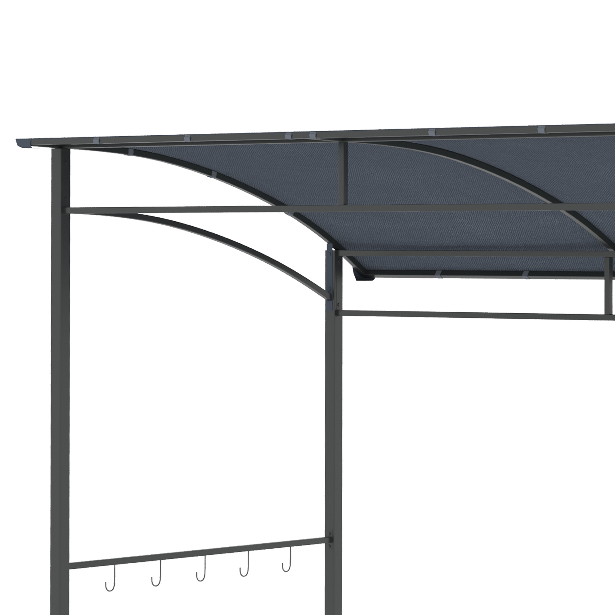 Outsunny Grillpaviljoen, Grillafdak, Regenbescherming, Haken voor Keukengerei, Stalen frame, grijs, 215 x 150 x 174/220 cm