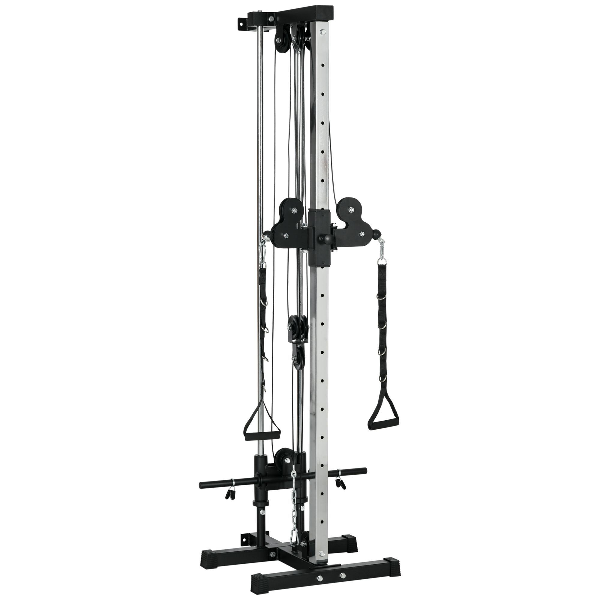 SPORTNOW Verstelbare Krachtstation 25-165 cm met Dual-Pulley-Systemen en Adapters 62 x 60 x 200 cm Zwart