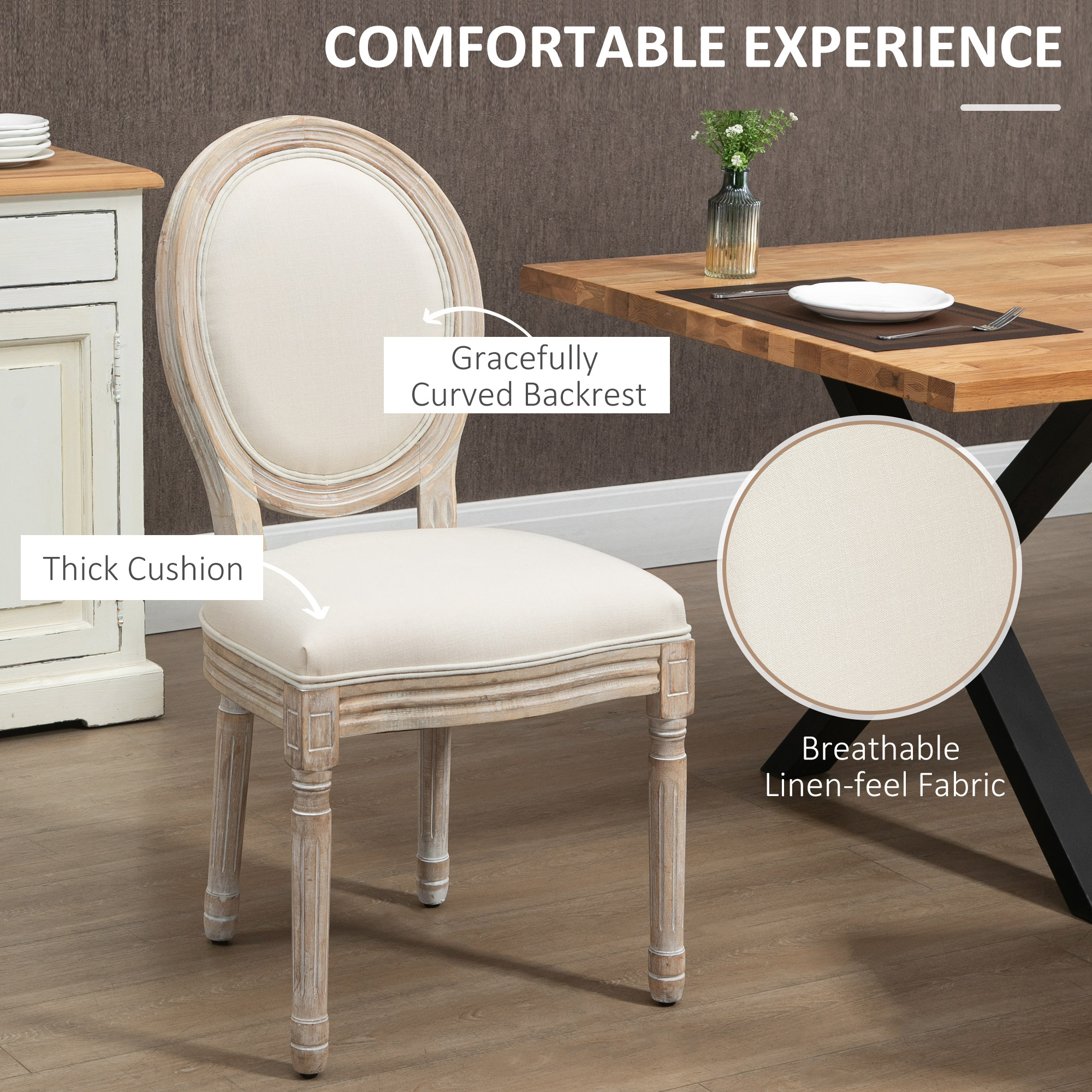 HOMCOM set van 2 eetkamerstoelen 49 cm x 56 cm x 96 cm