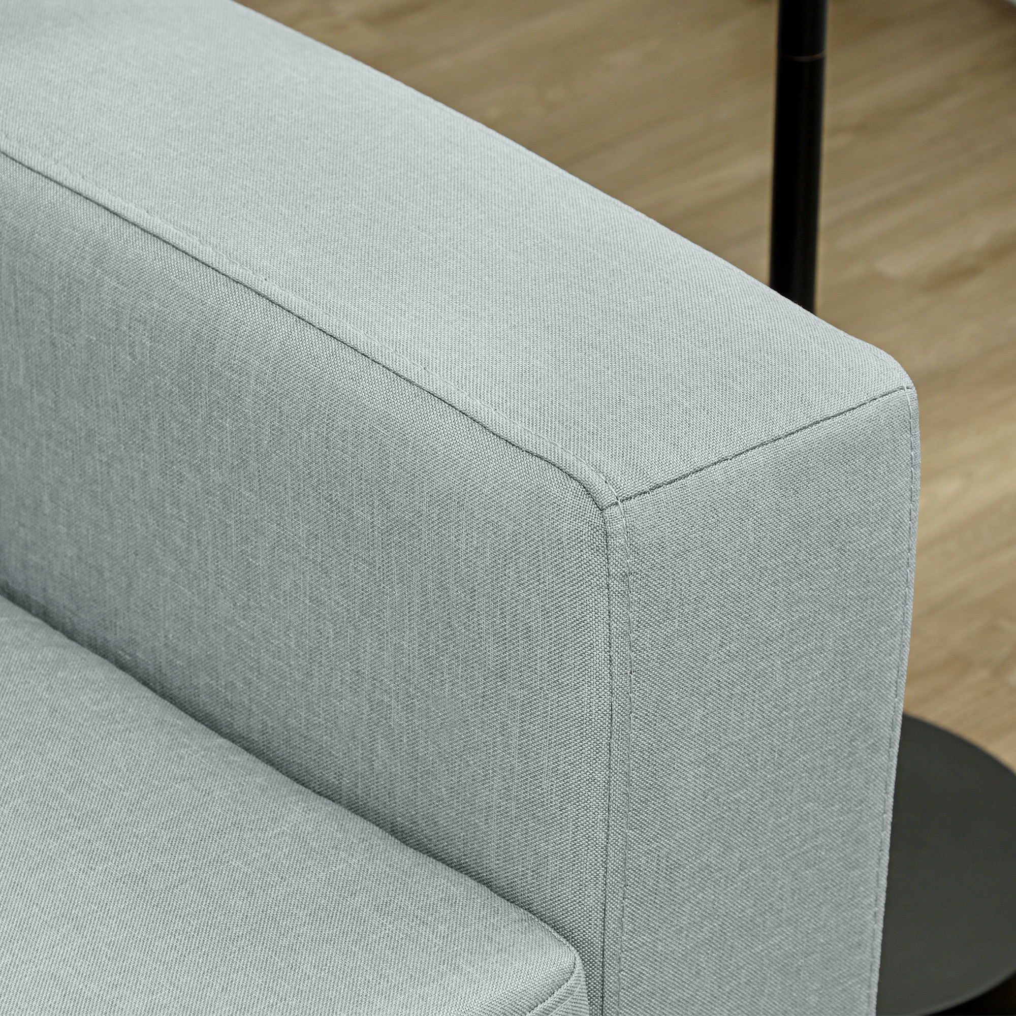 HOMCOM 2-Zitsbank, Sofa met Volhouten Frame, Metalen Poten, Eenvoudig Ontwerp, Lichtgrijs