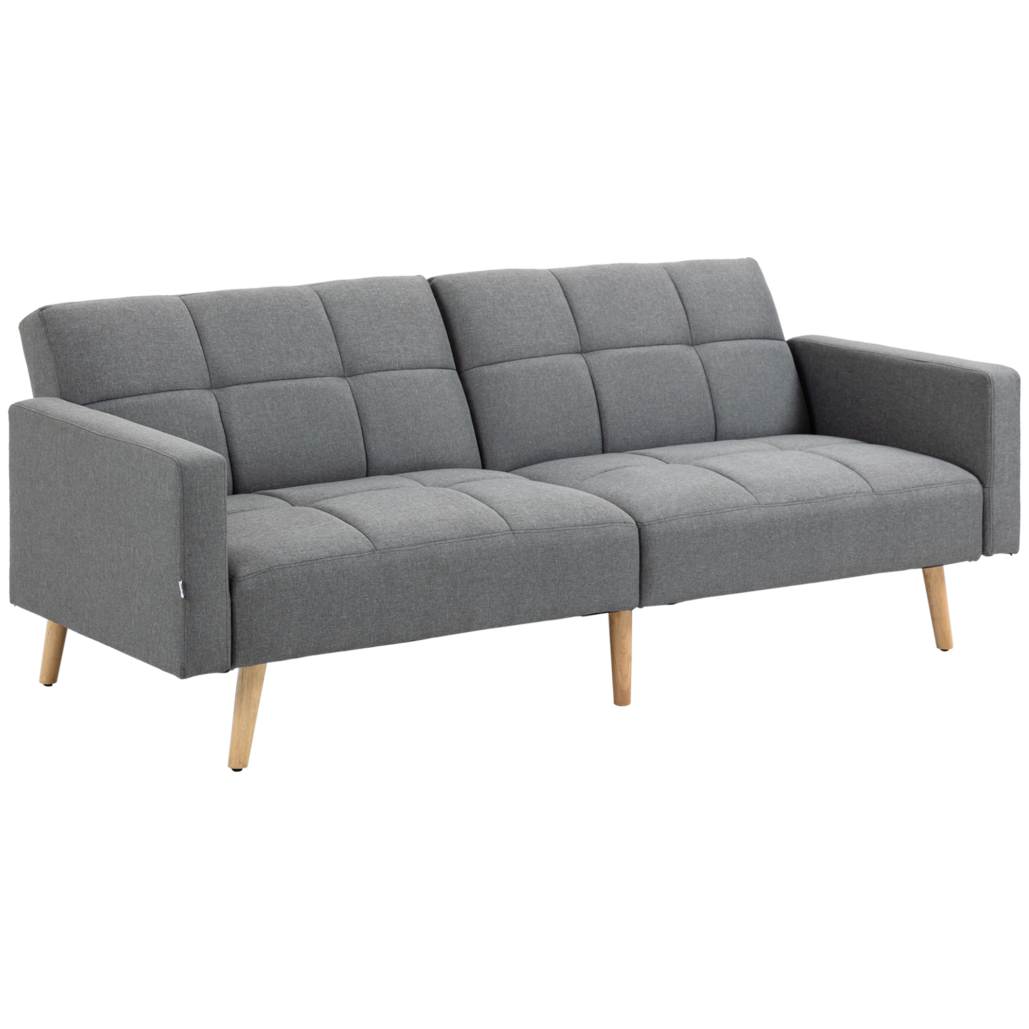 HOMCOM 2-in-1 Slaapbank 205 x 88 cm Bank met Slaapfunctie, Zitkussen, Linnen Look Grijs