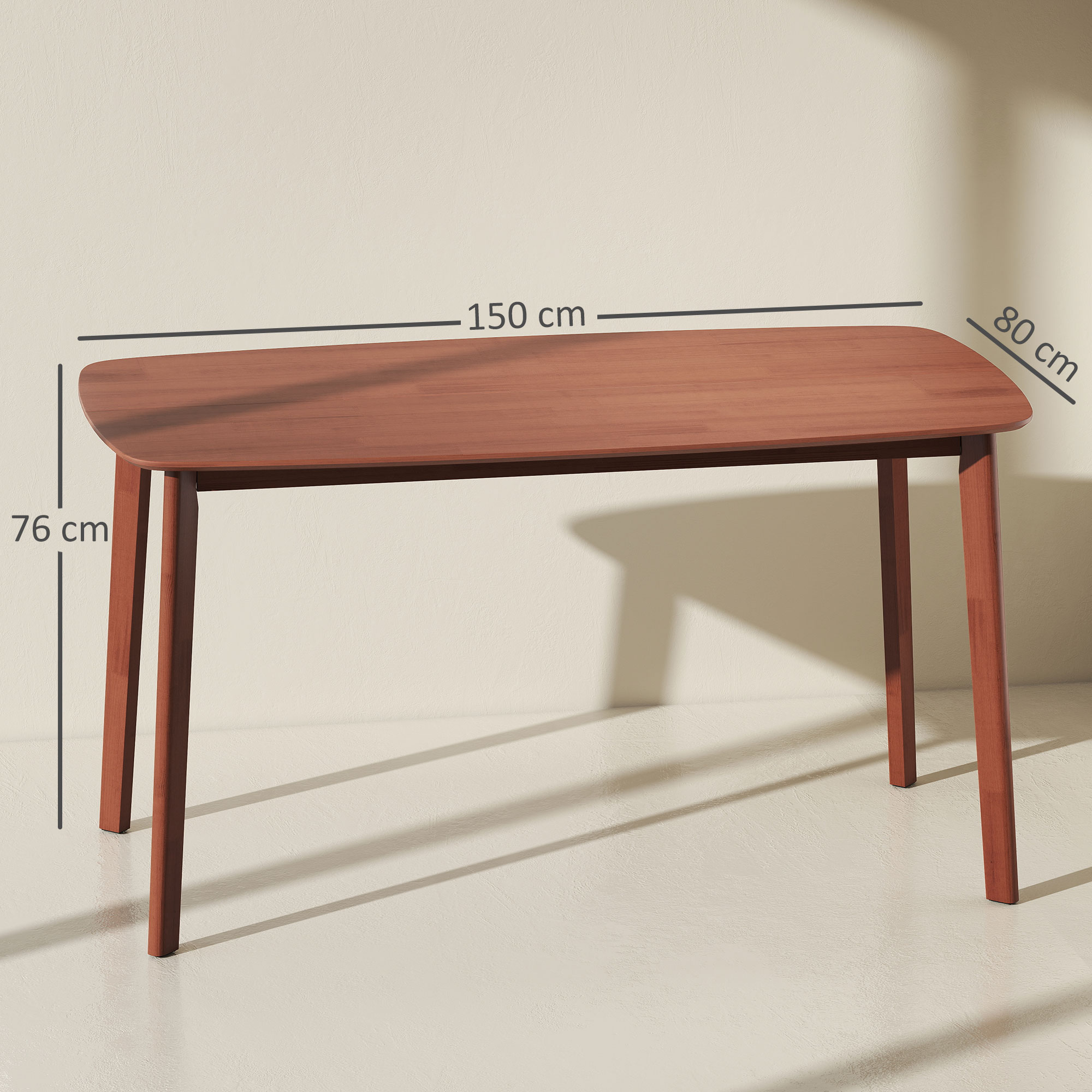 HOMCOM Eettafel, Landhuisstijl, Gelakte Oppervlakte, Hout, 150 x 80 cm, Bruin